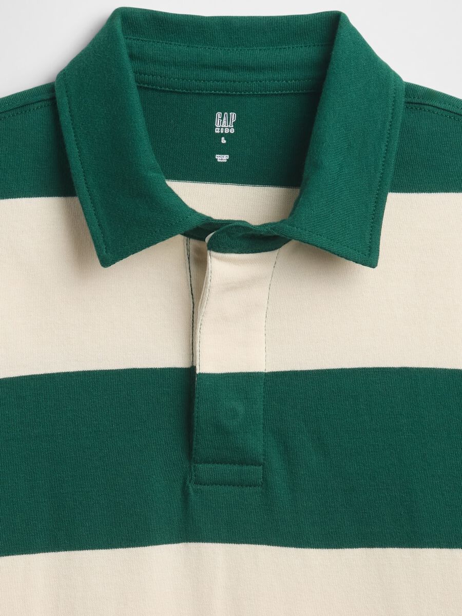 Green and beige long sleeve cotton polo Boy_2