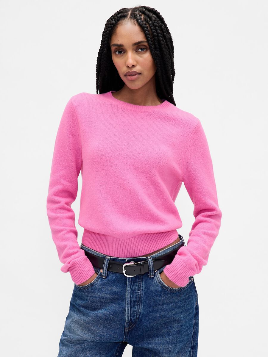 Pink Cotton Blend Sweater Woman_0