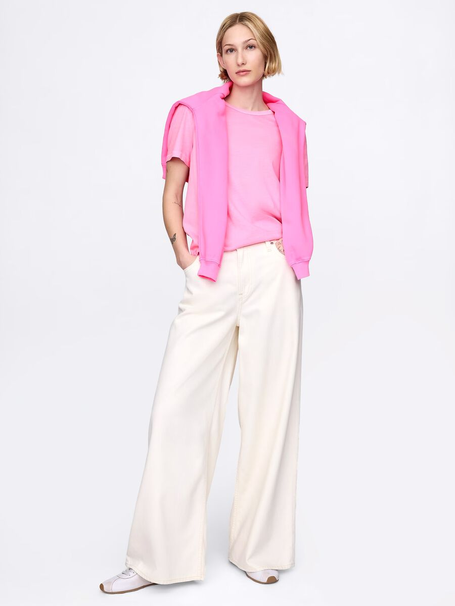 T-shirt rosa a maniche corte in cotone Gap Donna_1