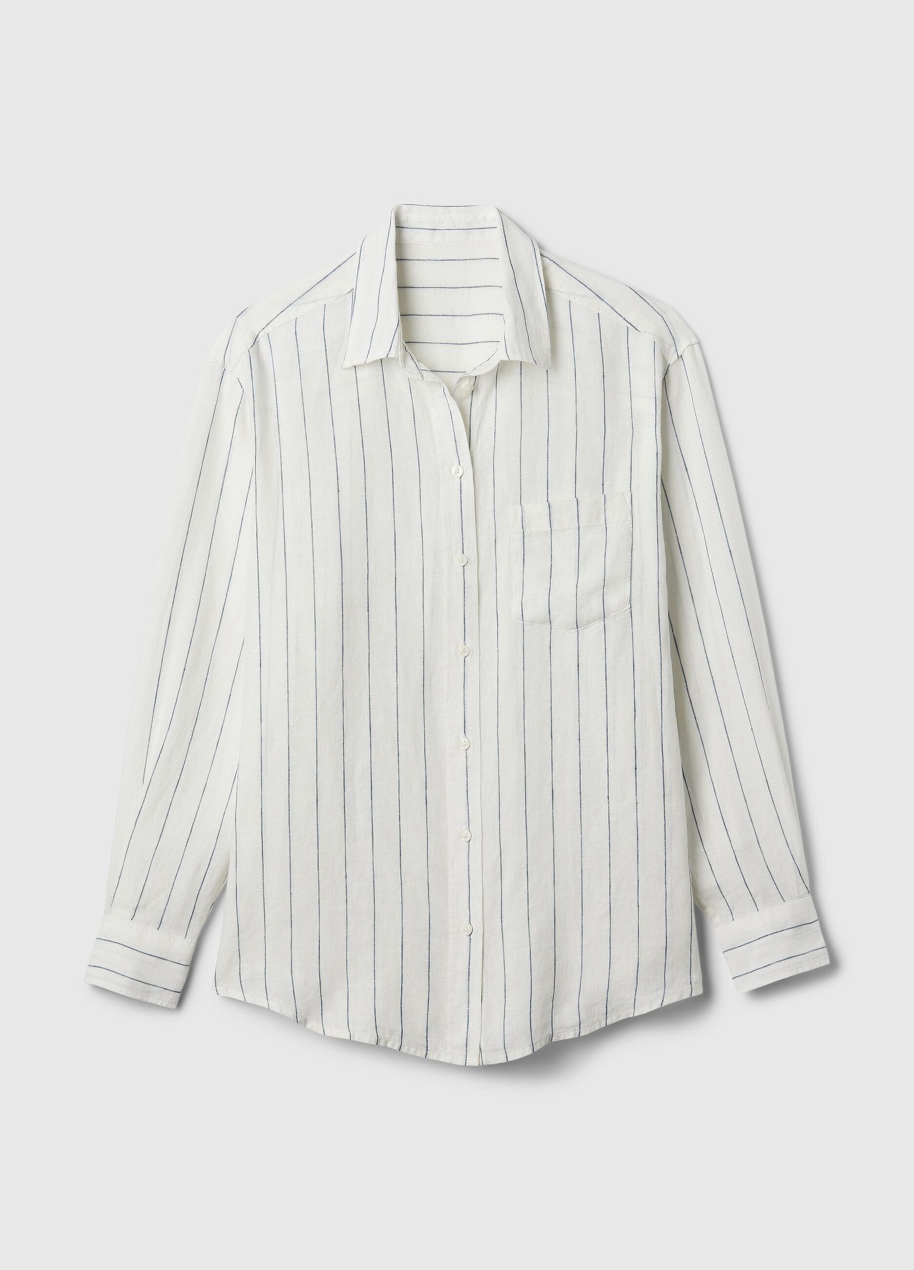 Camicia oversize in lino con tasca_3