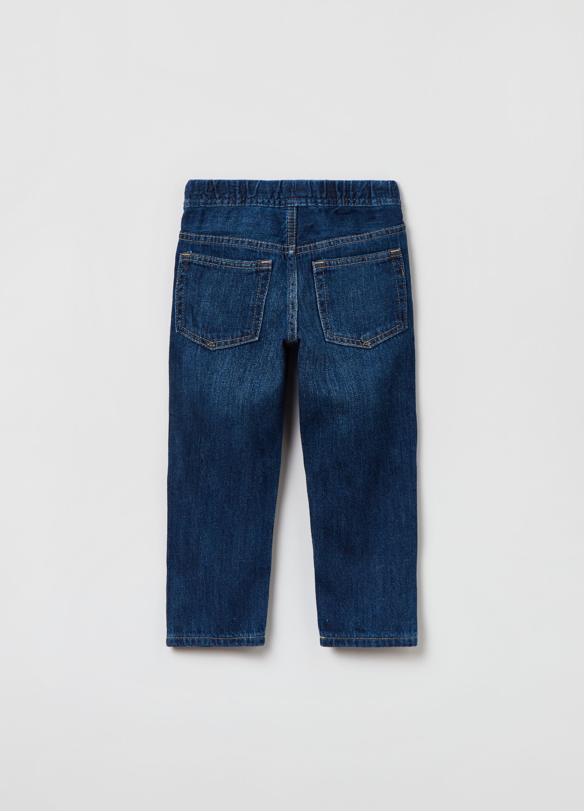 Joggers in denim con stampa dinosauro_1