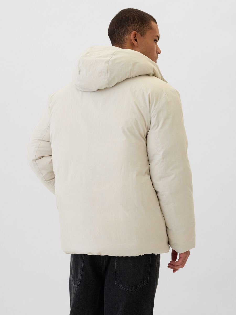 Down jacket with hood and logo embroidery Man_2