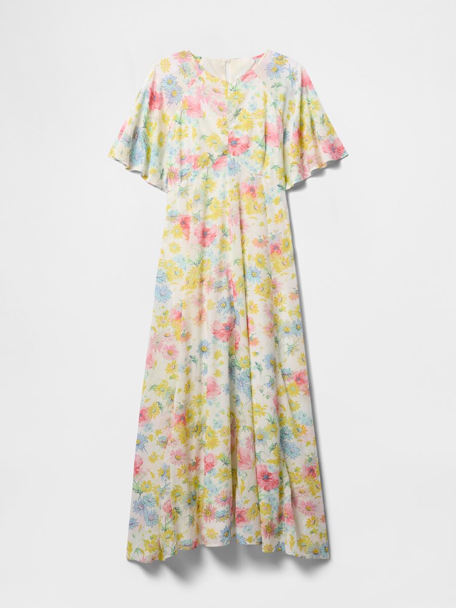 Abito lungo floreale multicolor in misto viscosa e cotone Gap Donna_4