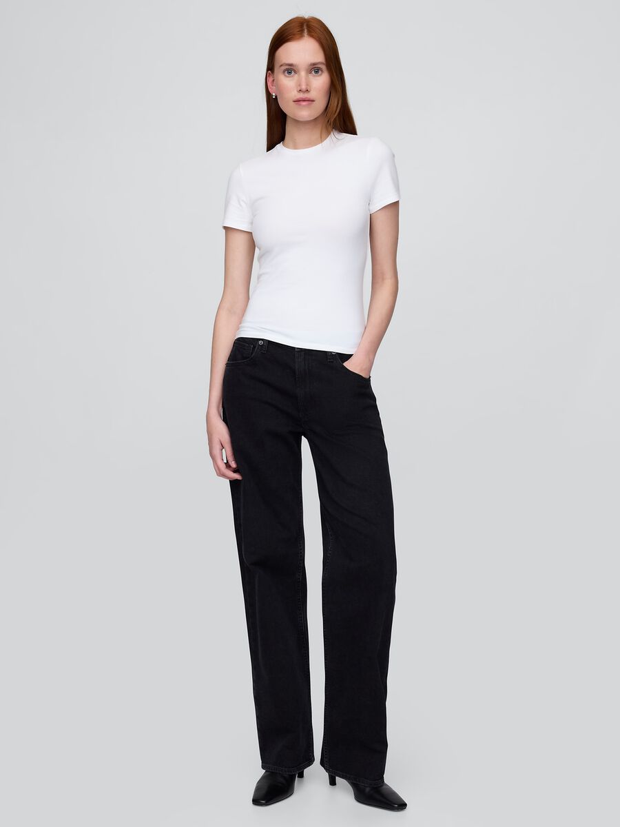 T-shirt elasticizzata a maniche corte Donna_1