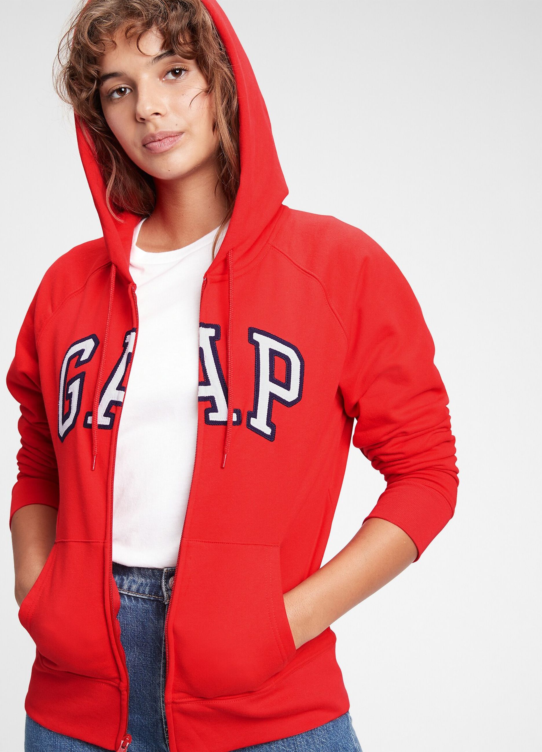 Full-zip fleece sweatshirt with logo embroidery
