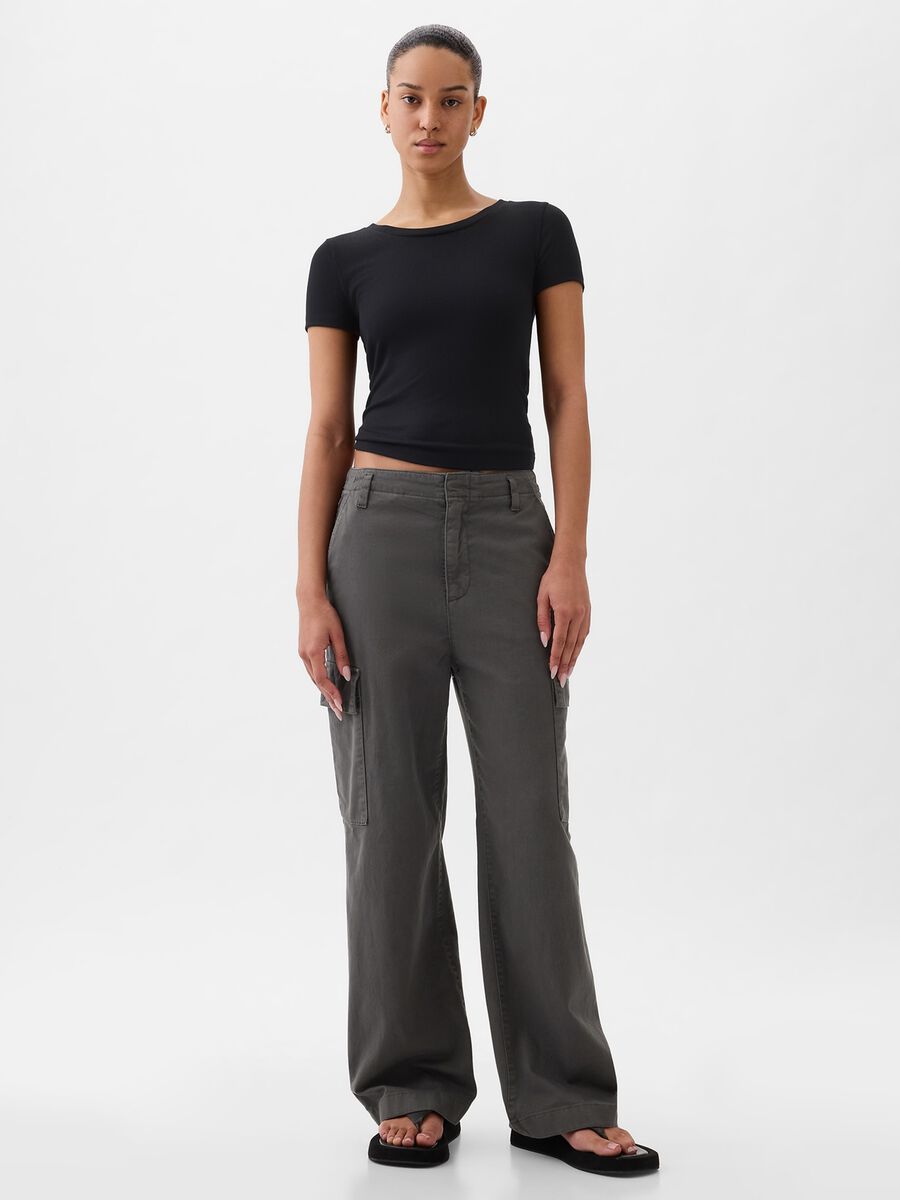 Loose-fit cargo trousers in cotton Woman_0