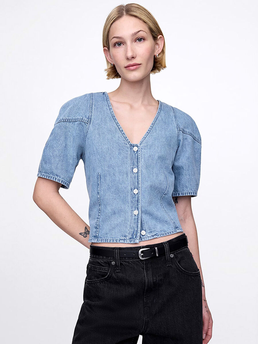 Blusa denim in puro cotone  Donna_0