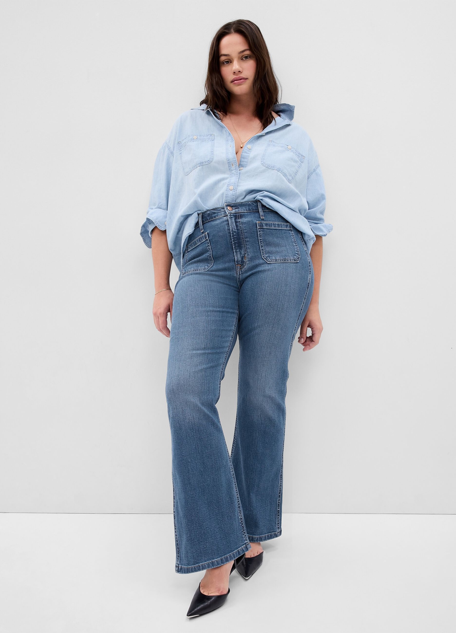 Jeans flare fit a vita alta_3