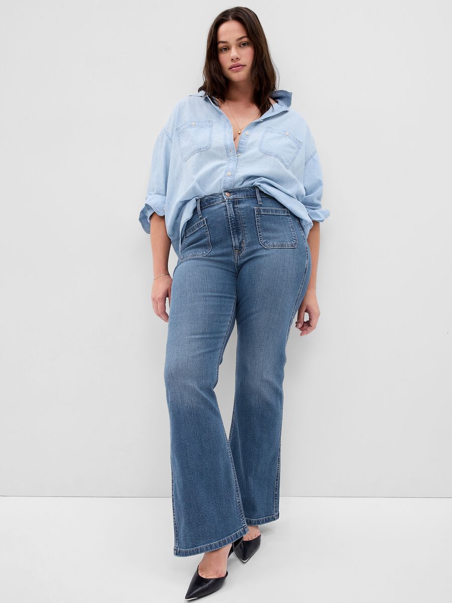 Jeans flare fit a vita alta Donna_3
