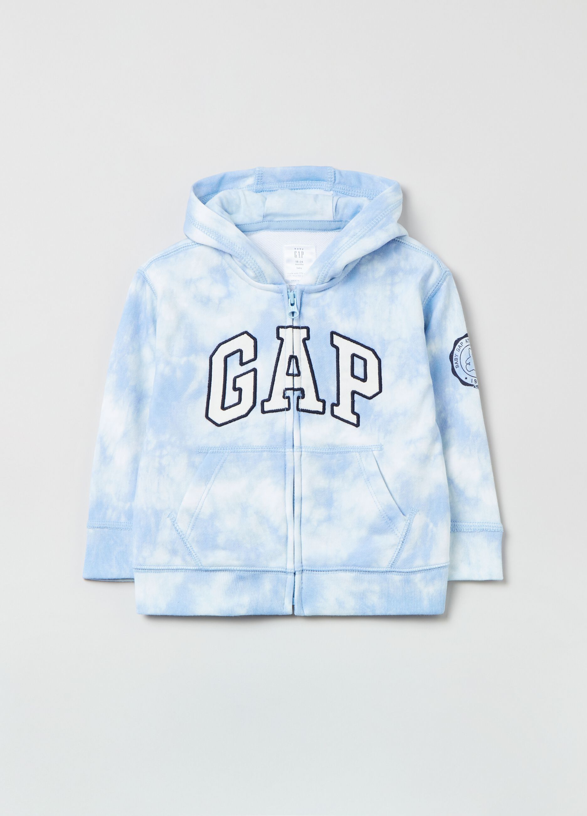 Full-zip Tie Dye hoodie with logo