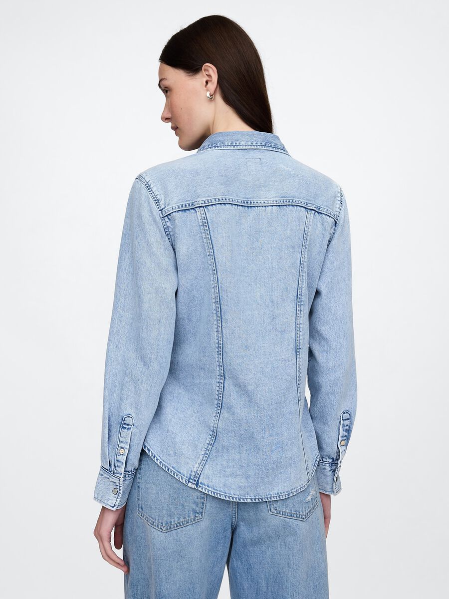 Camicia in denim con bottoni a pressione Donna_1