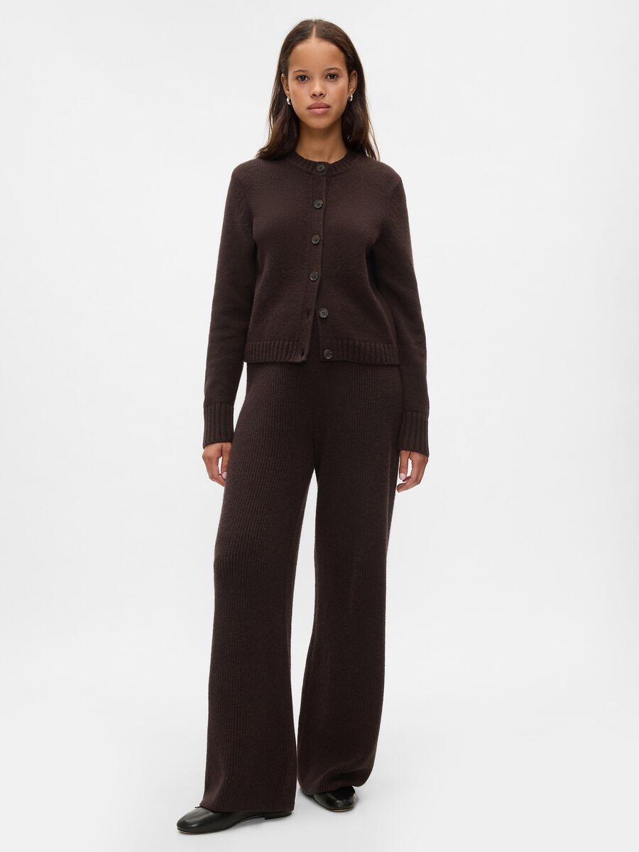 Cardigan with round neck and streaked buttons Woman_1