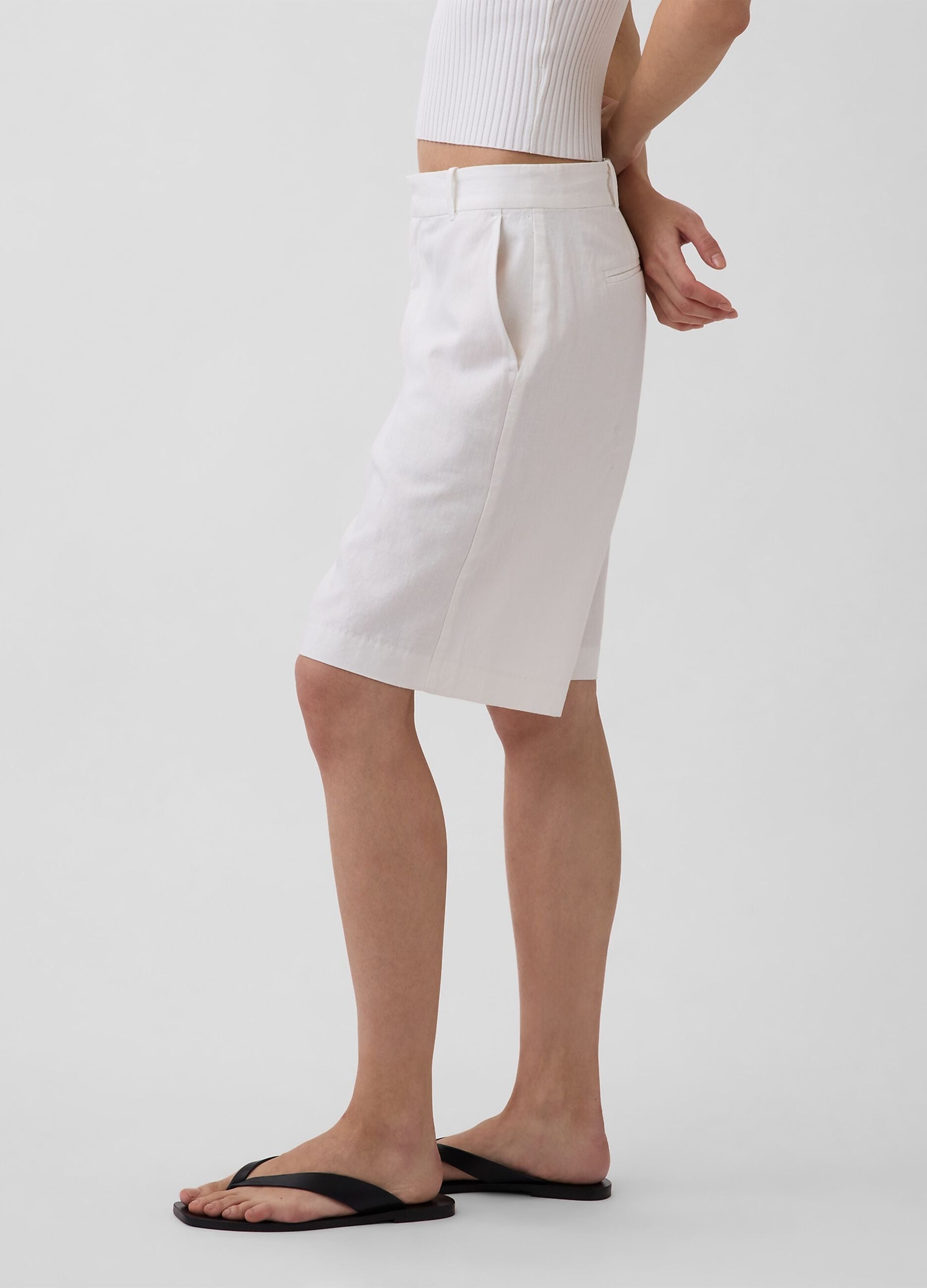 Shorts in misto lino e viscosa