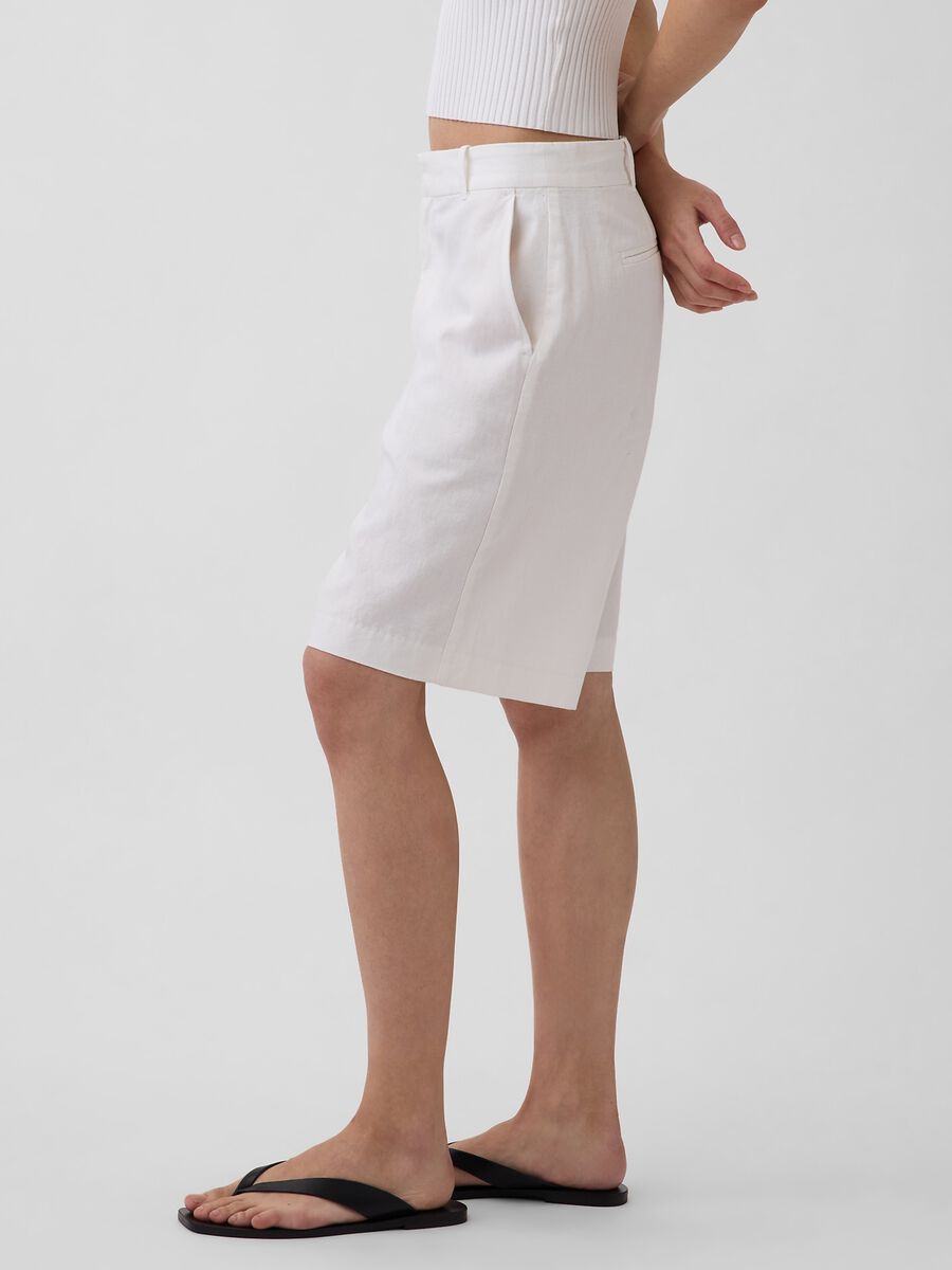 Shorts in misto lino e viscosa Donna_3