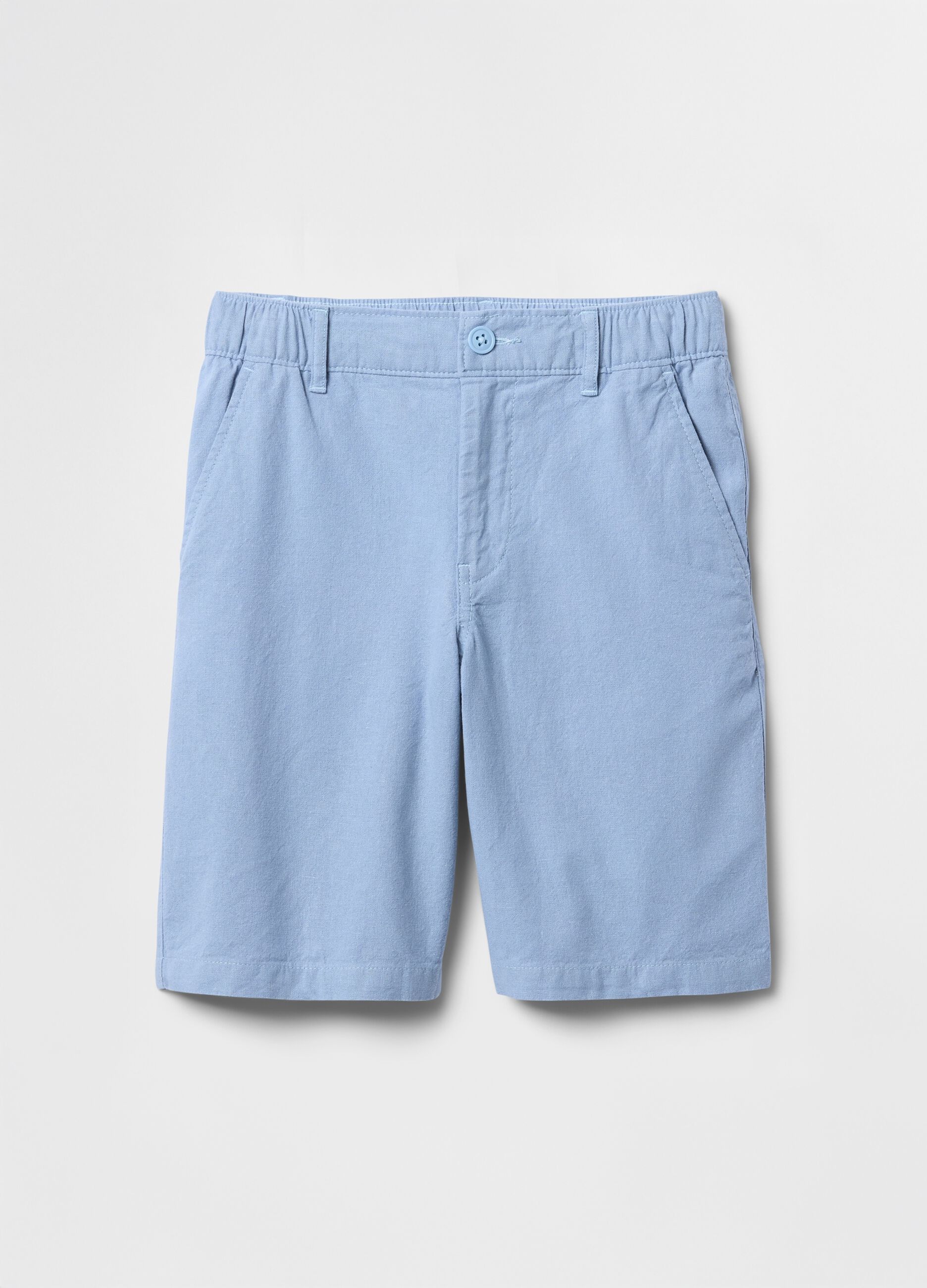 Shorts azzurri in lino e cotone per bambini_4