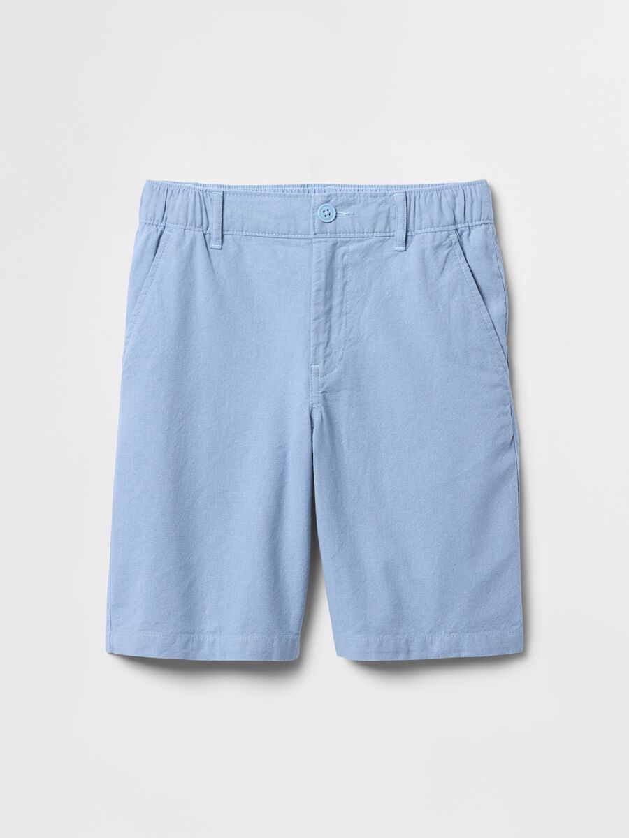 Shorts azzurri in lino e cotone per bambini Bambino_4