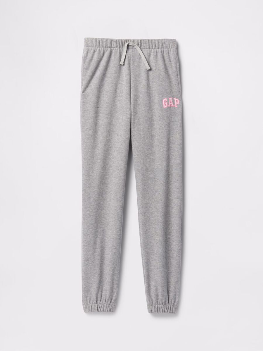 Joggers grigio con coulisse e patch logo Bambina_4