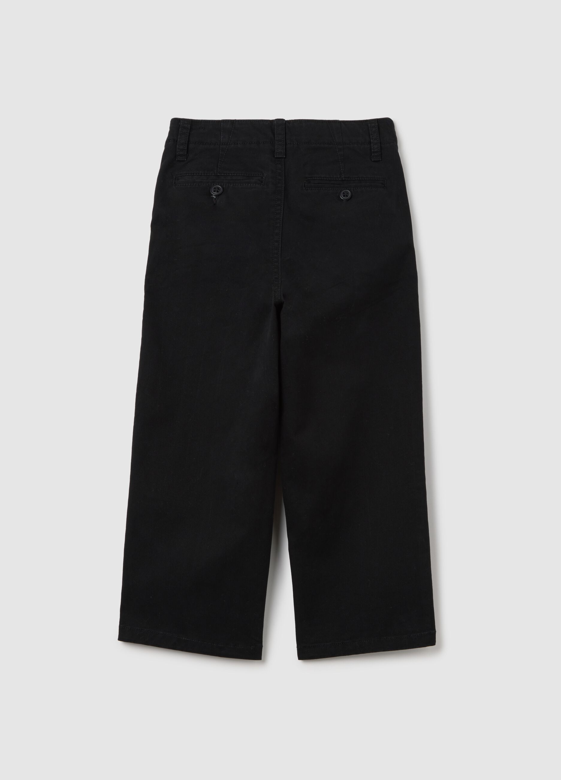 Pantaloni neri in cotone elasticizzato_1