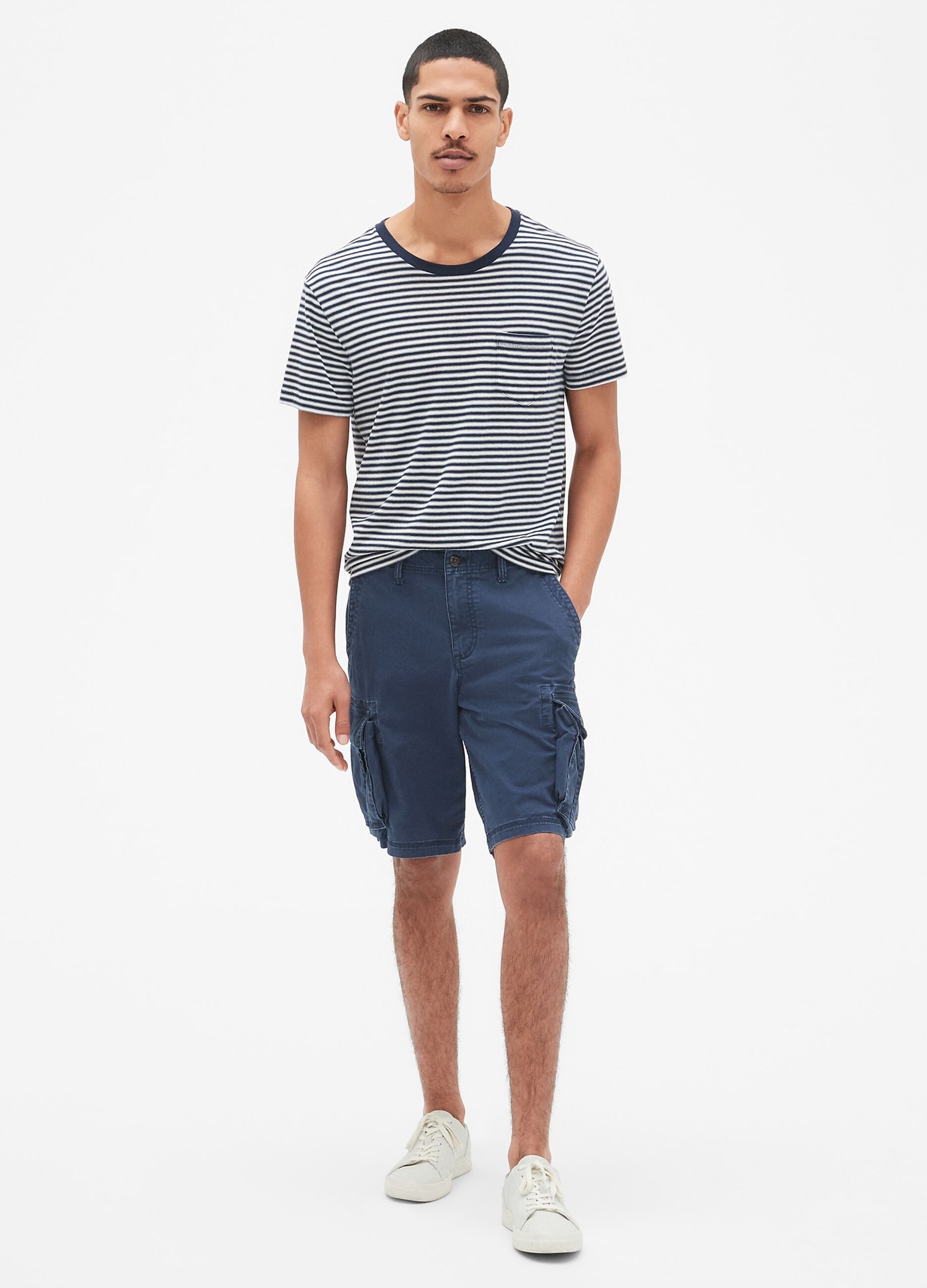 Bermuda cargo shorts in cotton and Lyocell