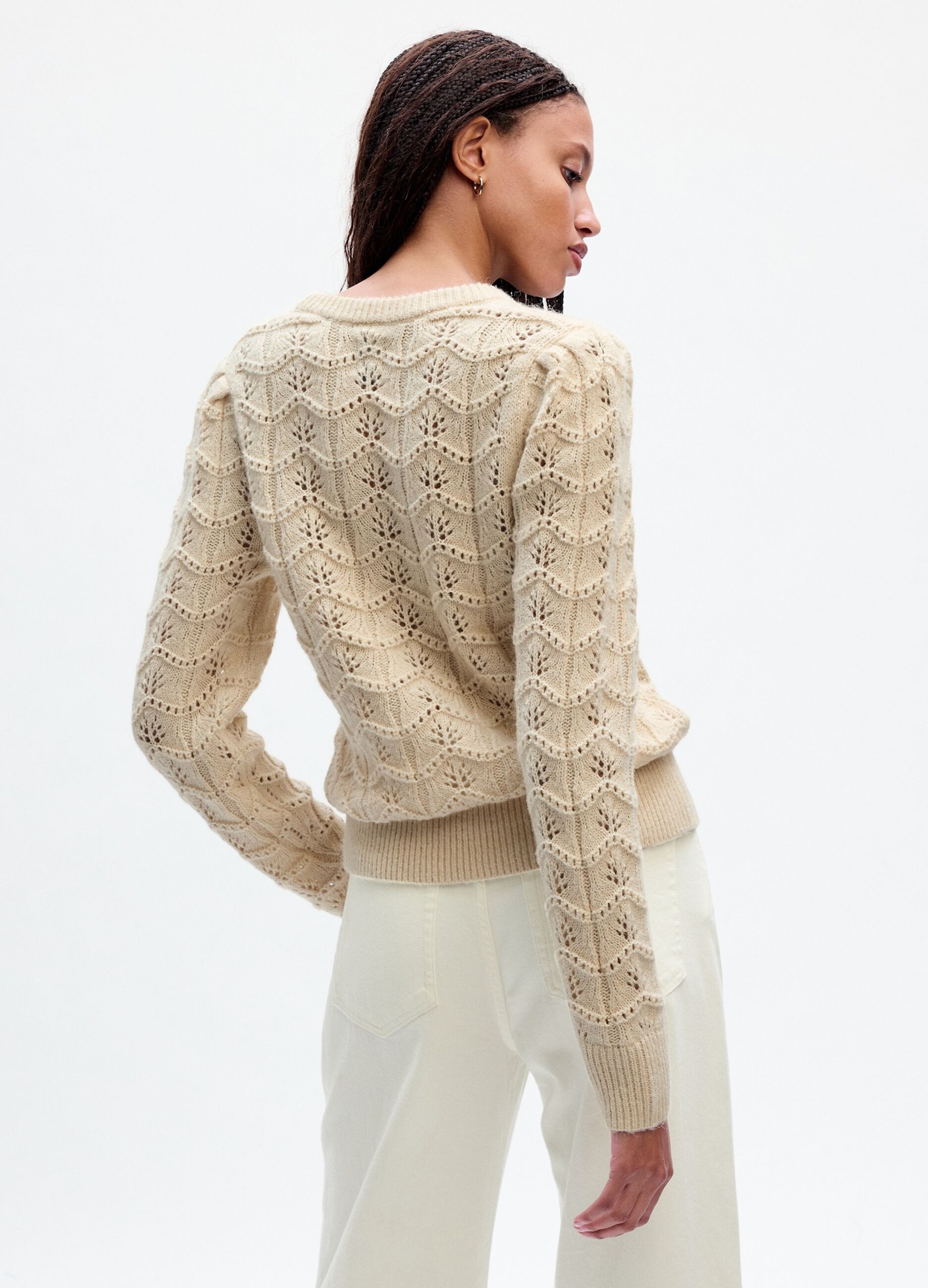 Pointelle knit pullover_1