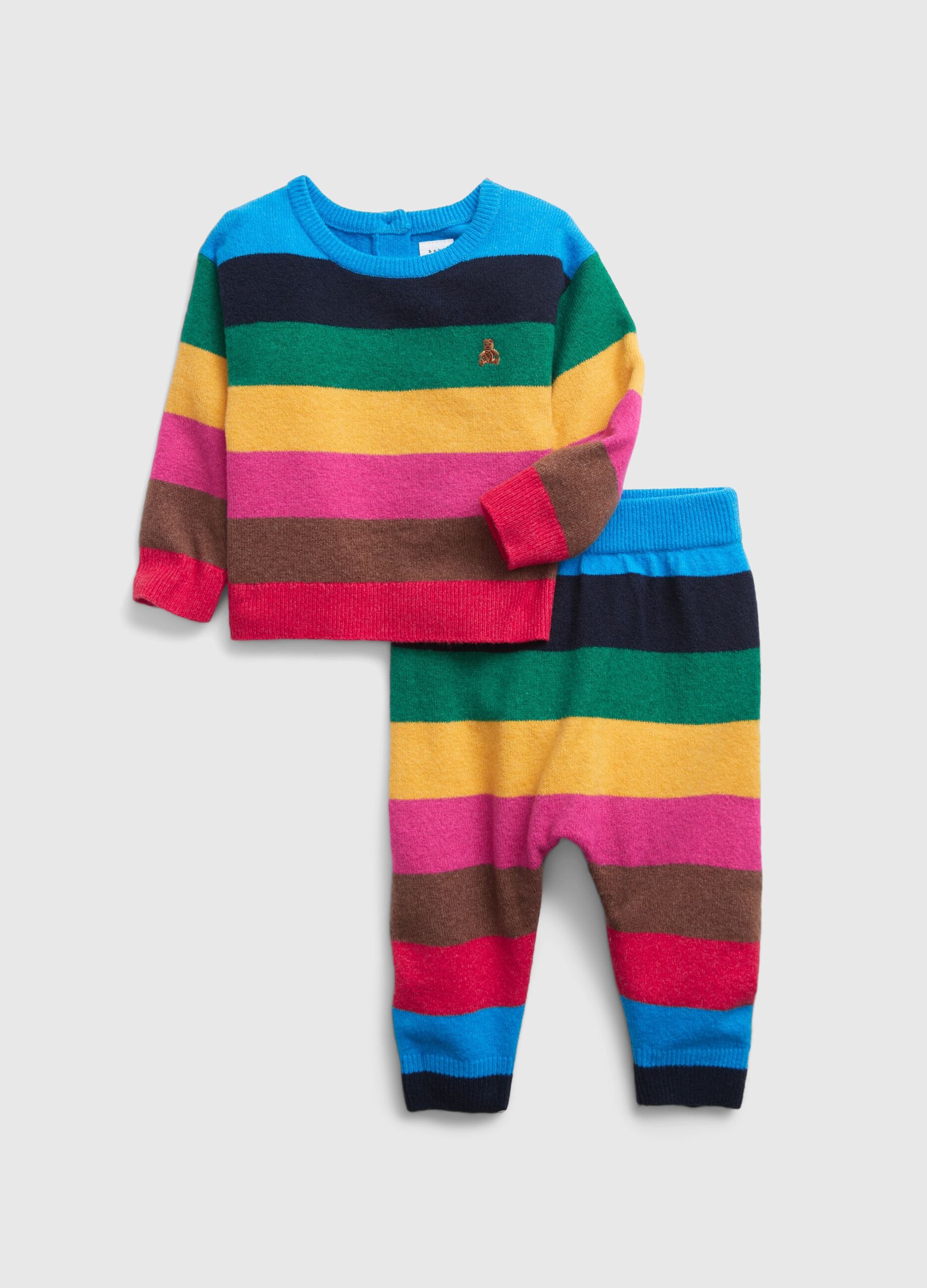 Happy Stripe jersey top and trousers set
