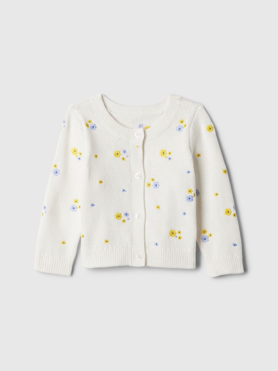 Cotton cardigan with small flowers embroidery Newborn Boy_0