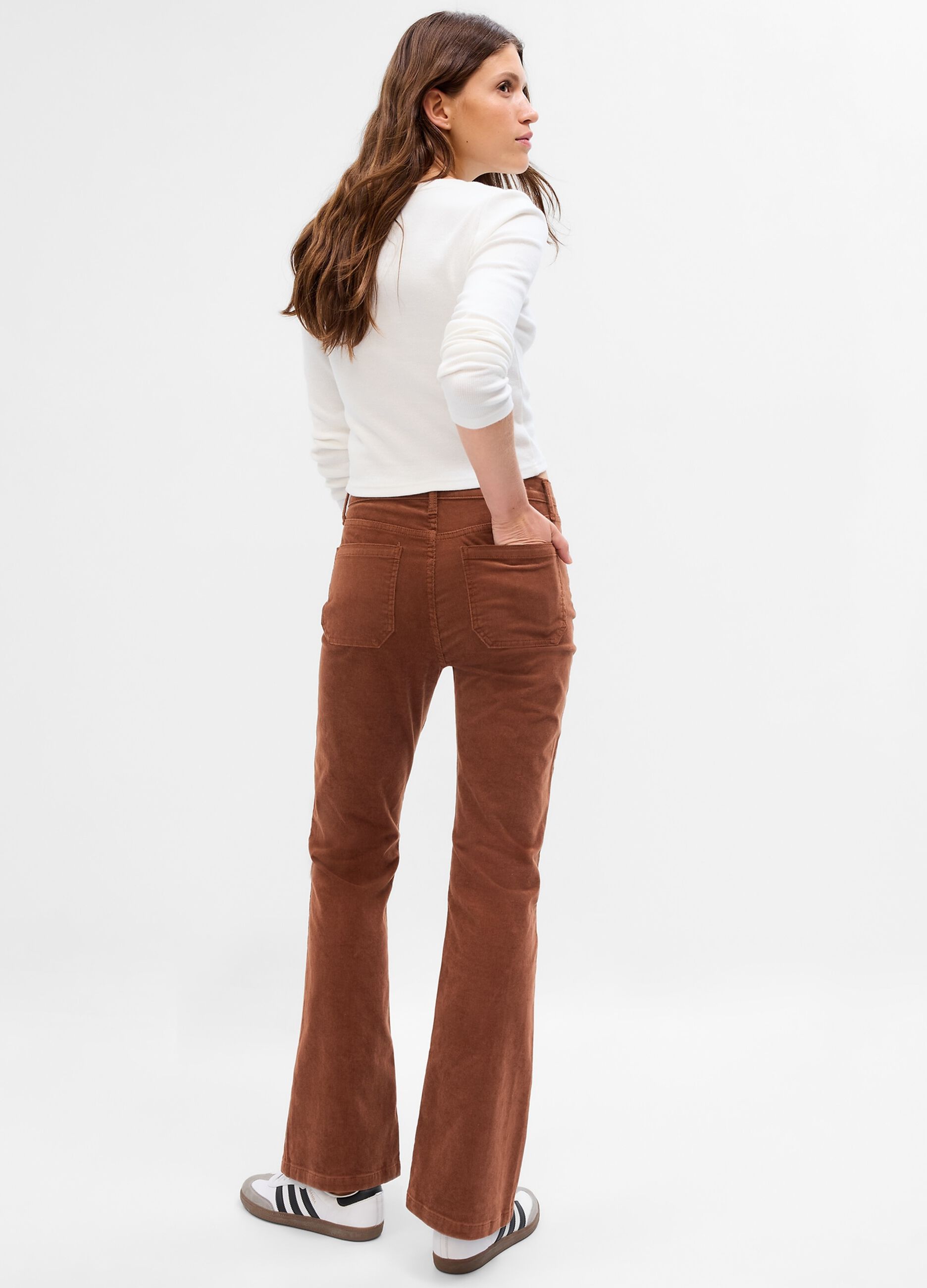 Flare-fit high-rise trousers in corduroy_1