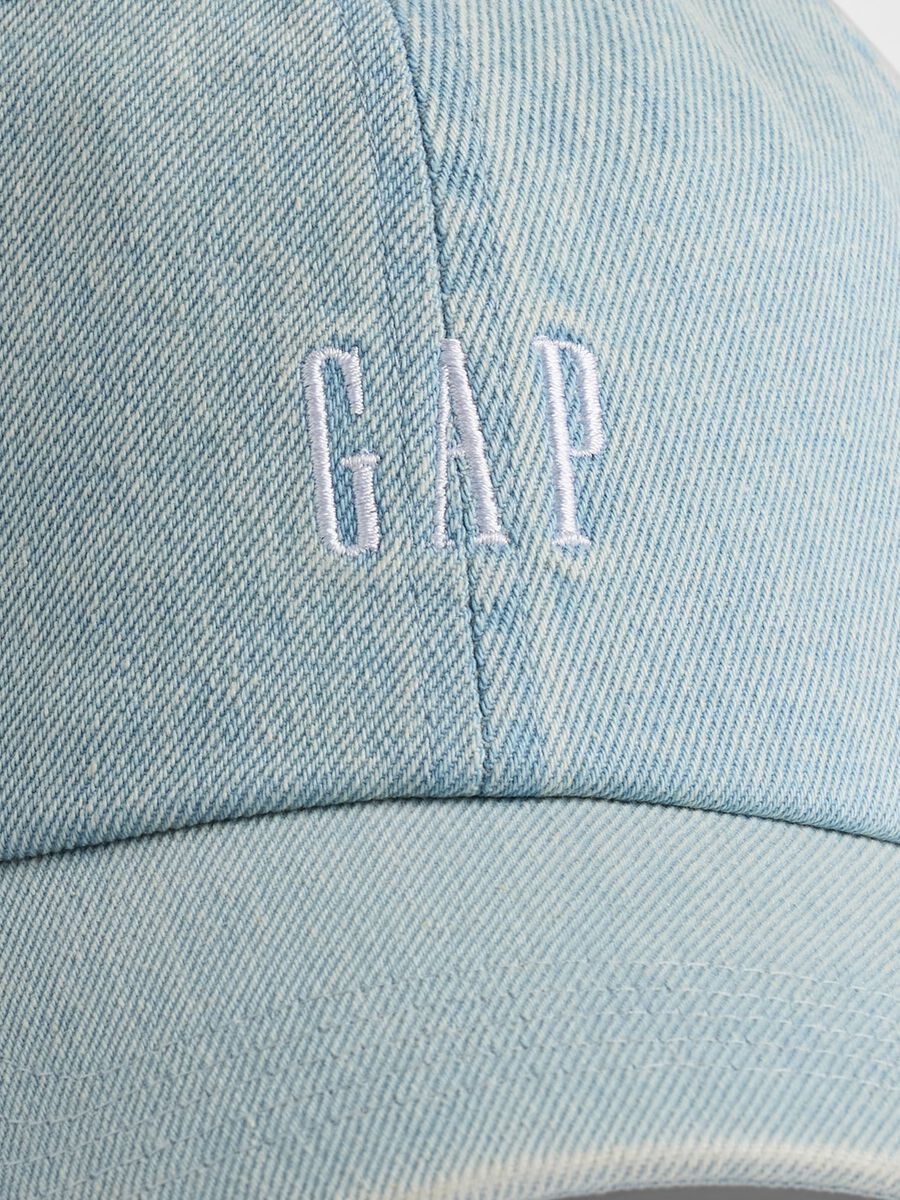 Sky Blue Denim Cotton Baseball Cap with Logo Man_1