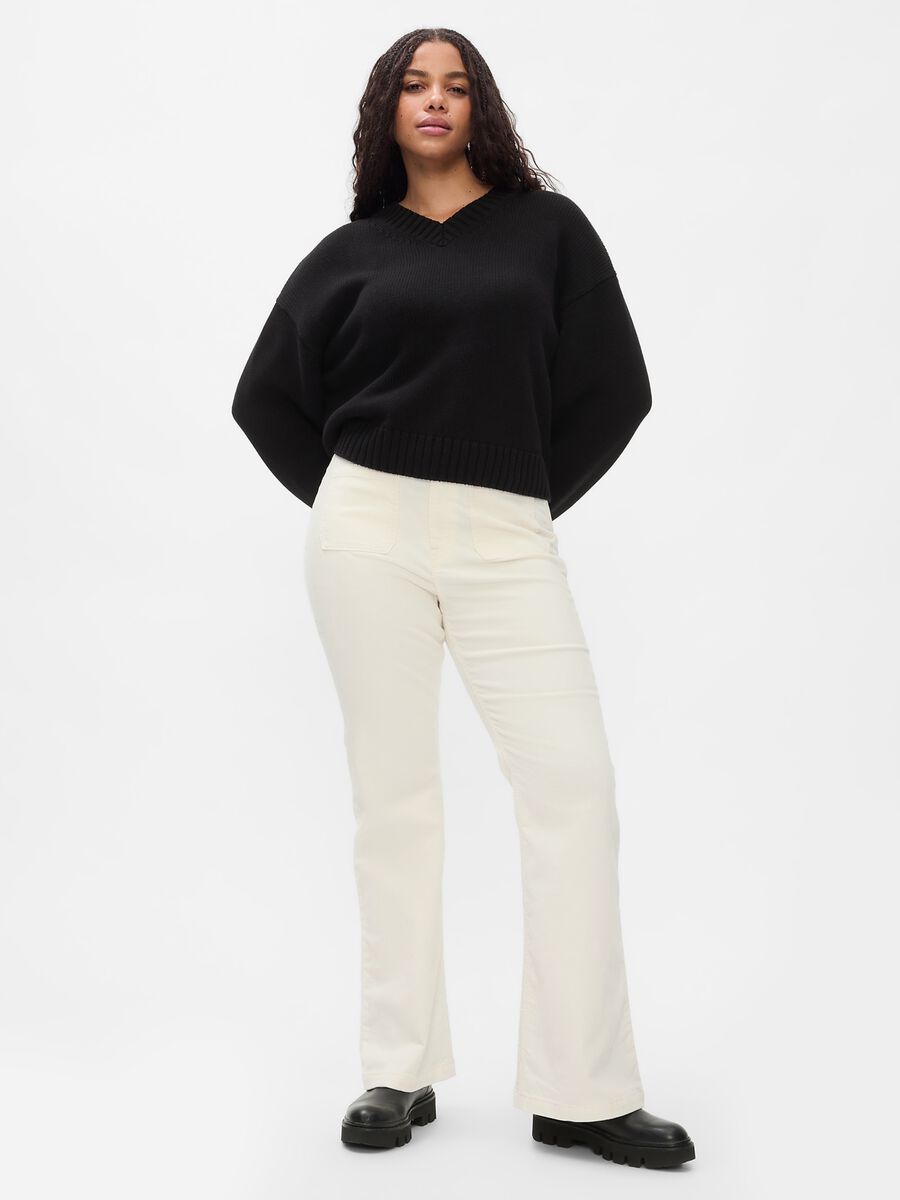 Pantalone flare fit a vita alta in corduroy Donna_5