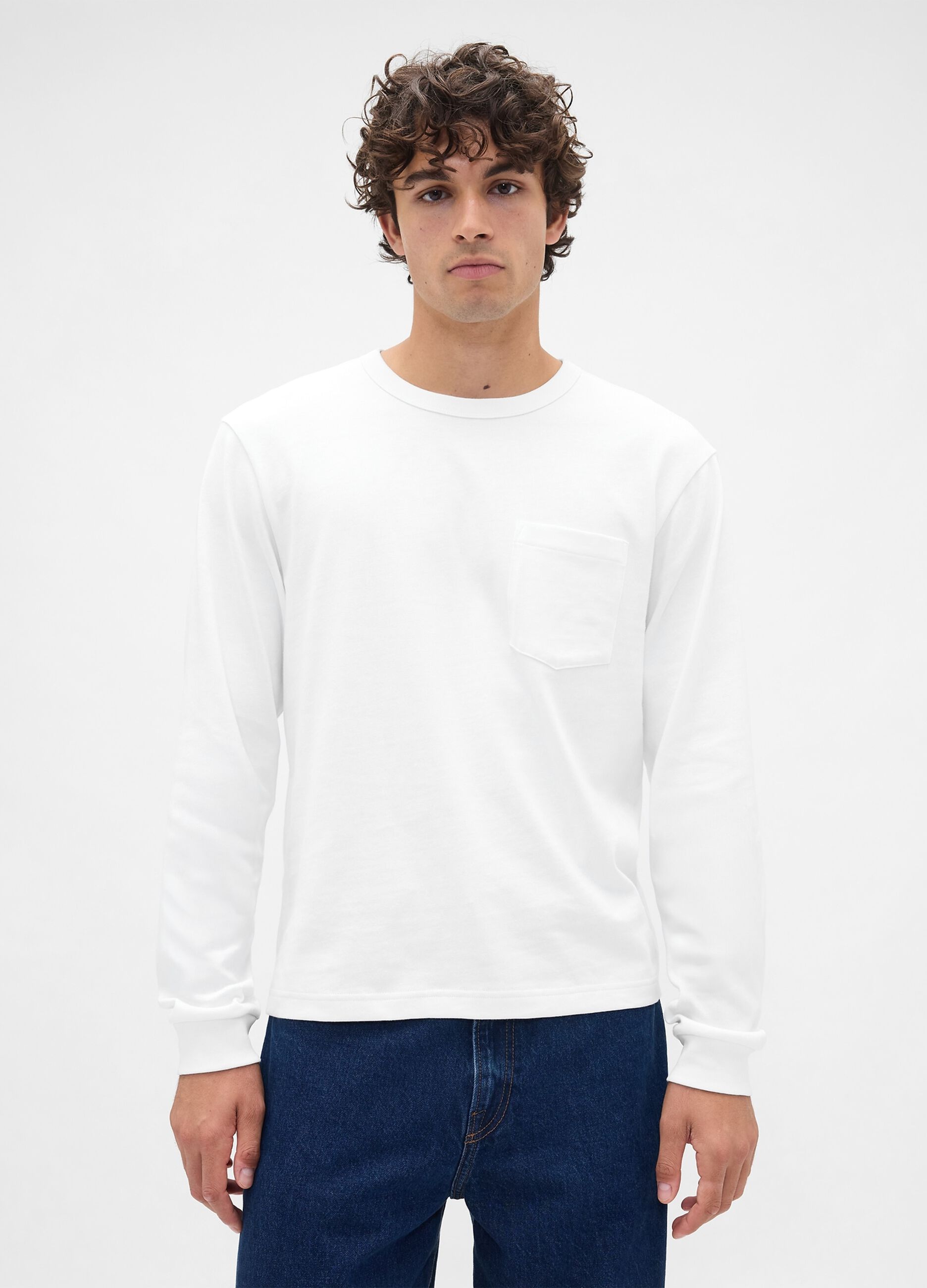 White Cotton Long Sleeve Top