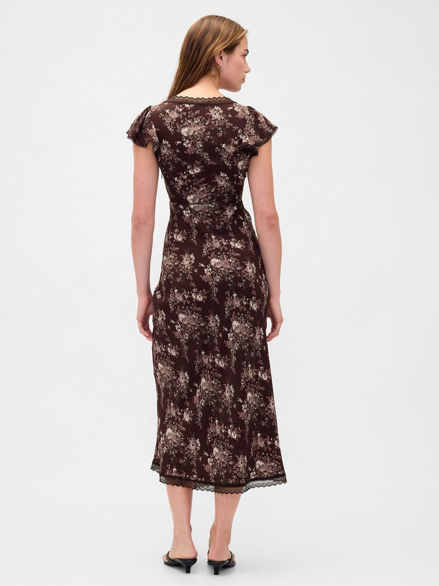 Vestito marrone in pura viscosa con stampa floreale Donna_2
