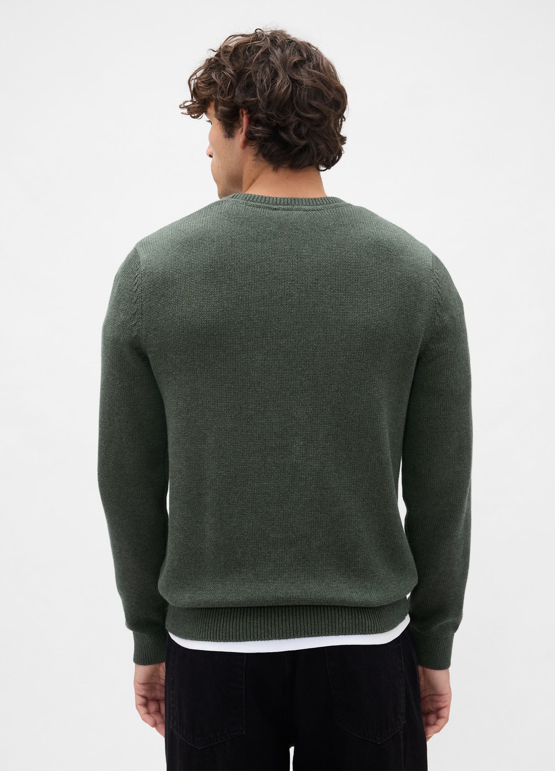 Pullover verde in cotone_1