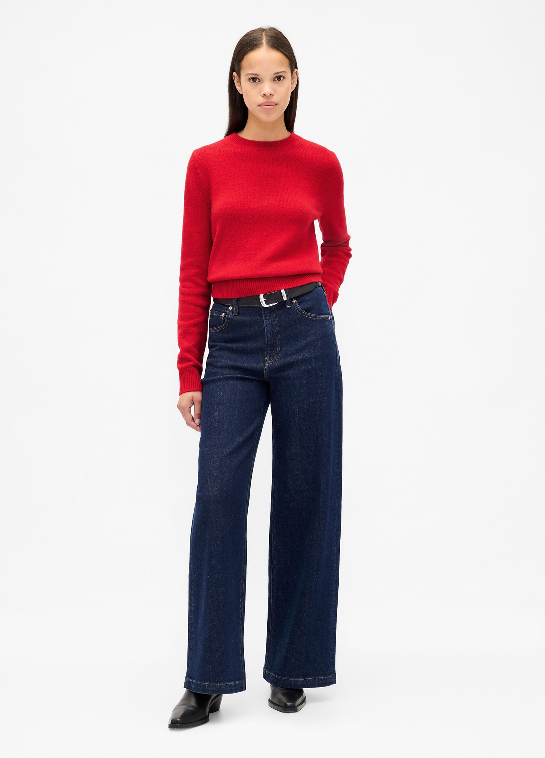 Pullover rosso in misto cotone e acrilico