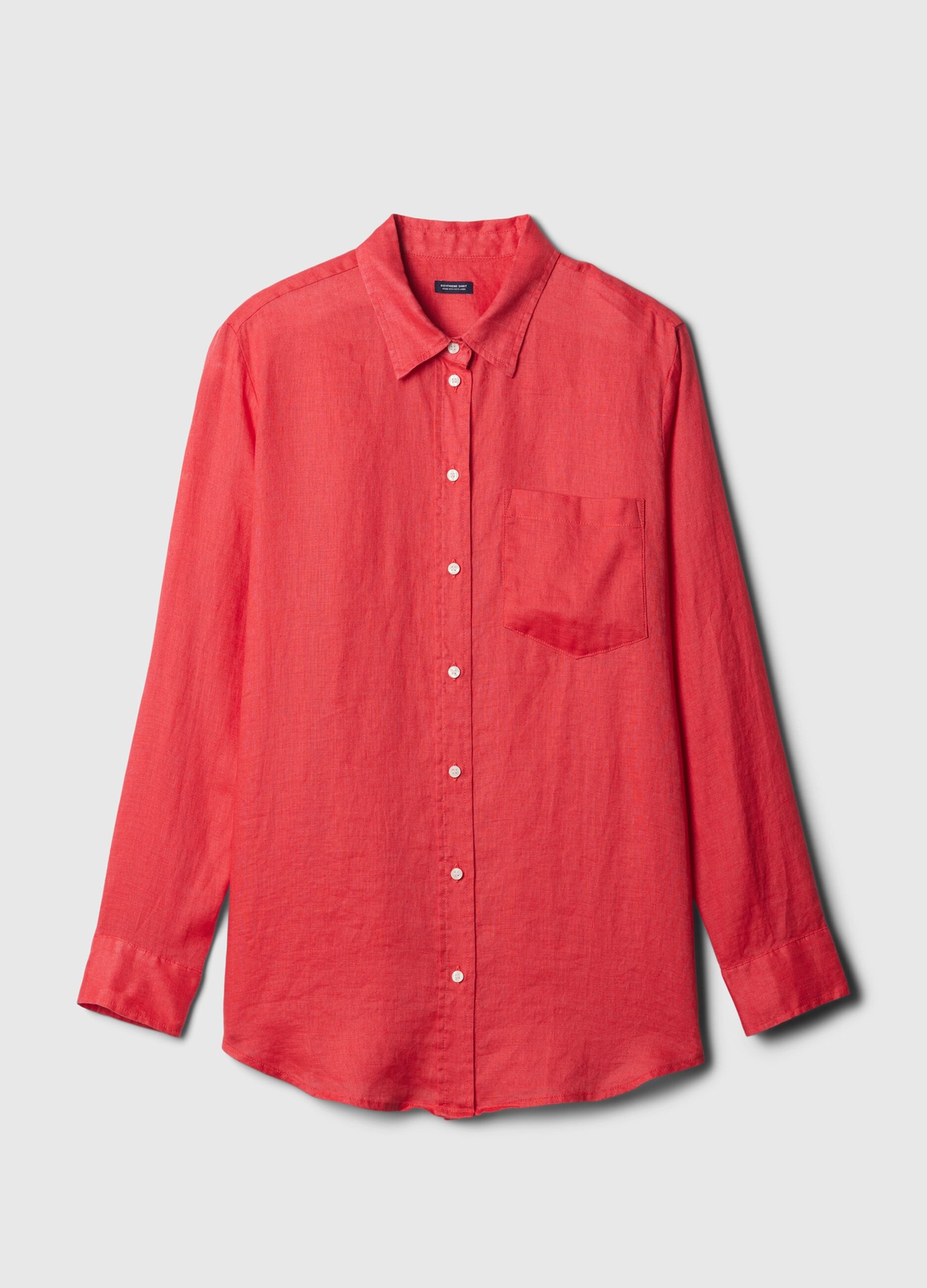 Camicia boyfriend fit in lino con tasca_3