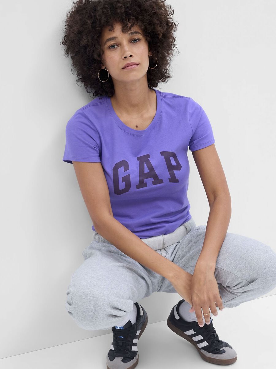 T-shirt in cotone con stampa logo Donna_0