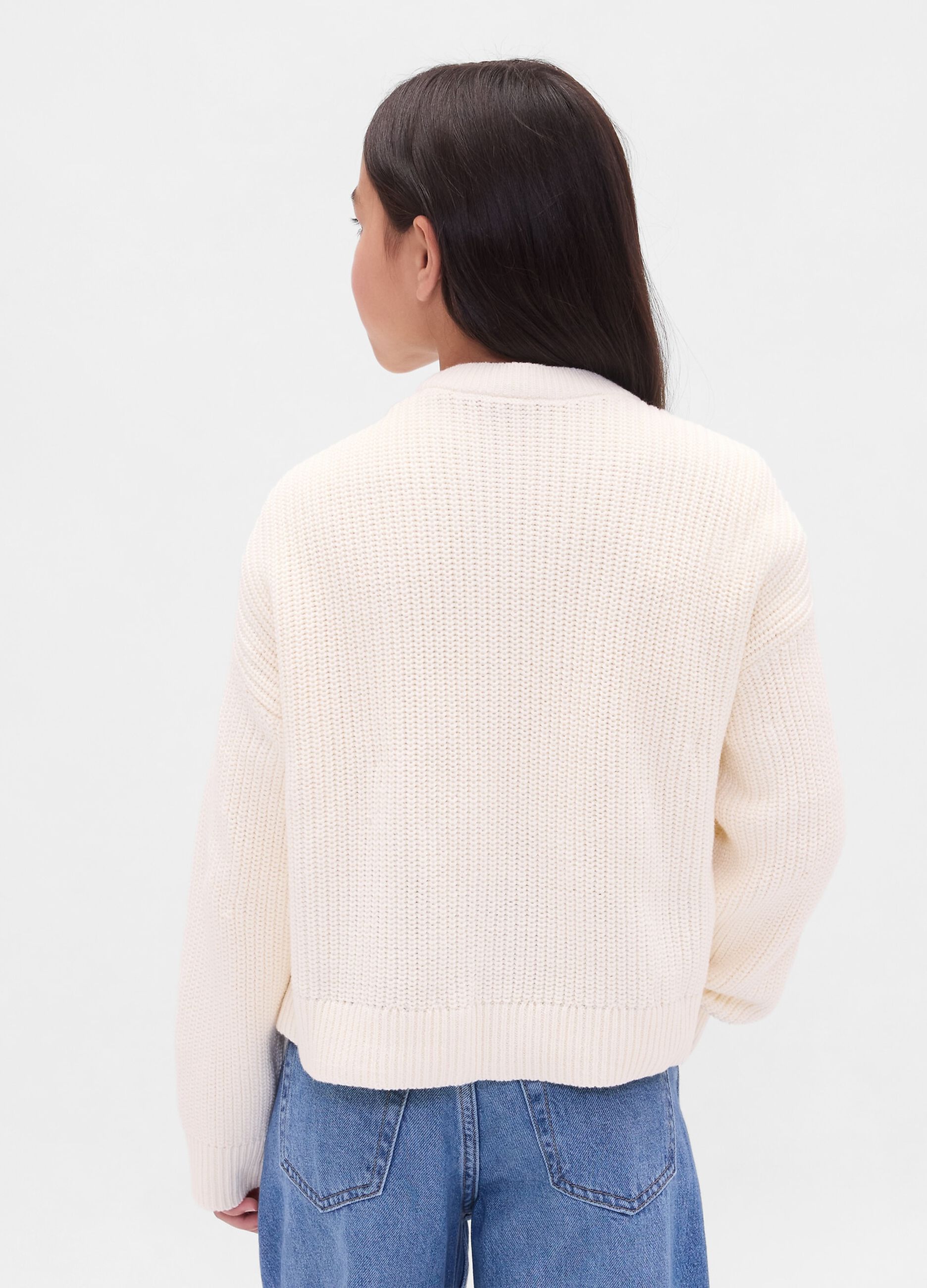 Cardigan bianco in cotone per bambina_1