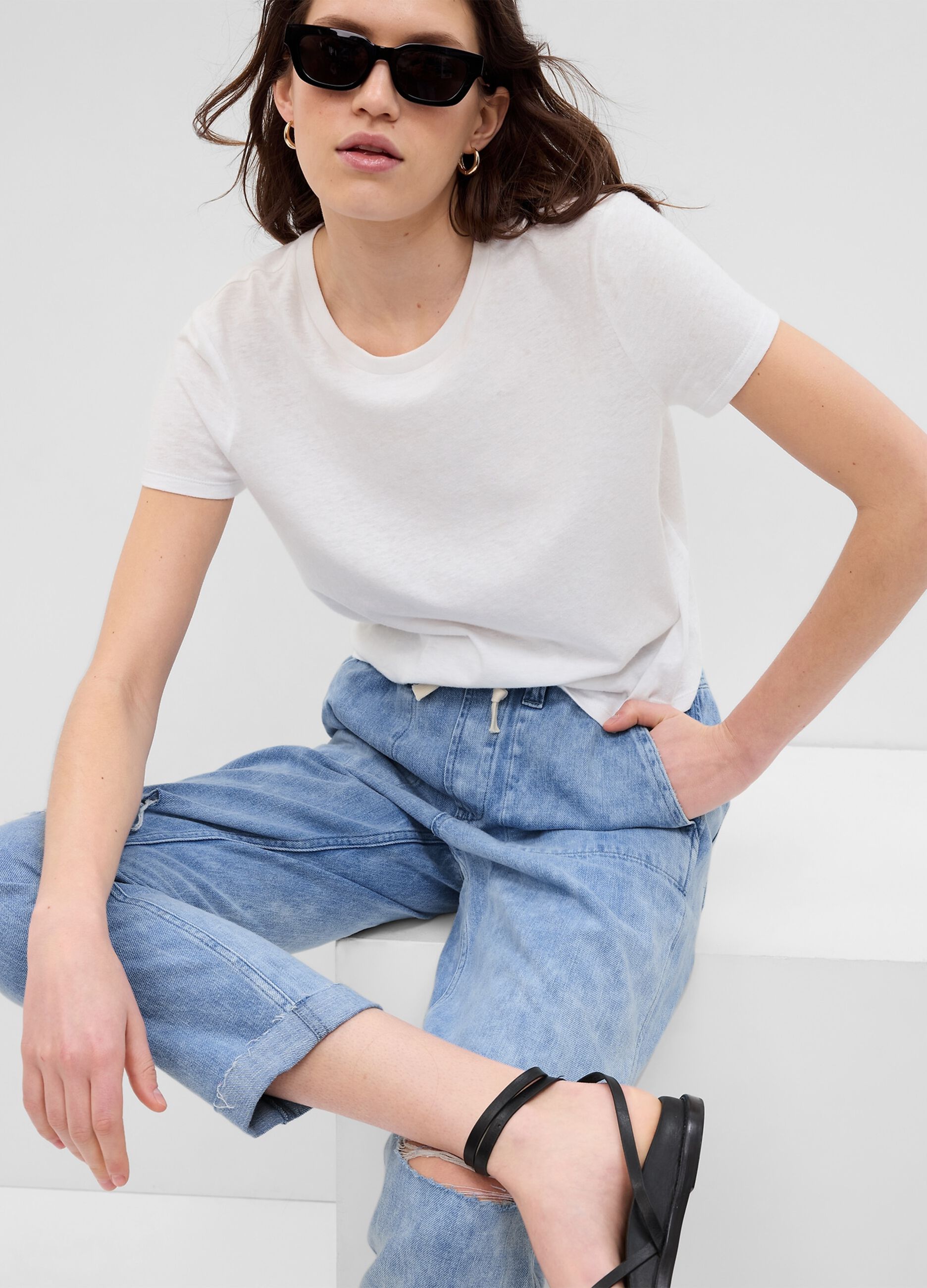 Easy-fit pull-on jeans with drawstring_2