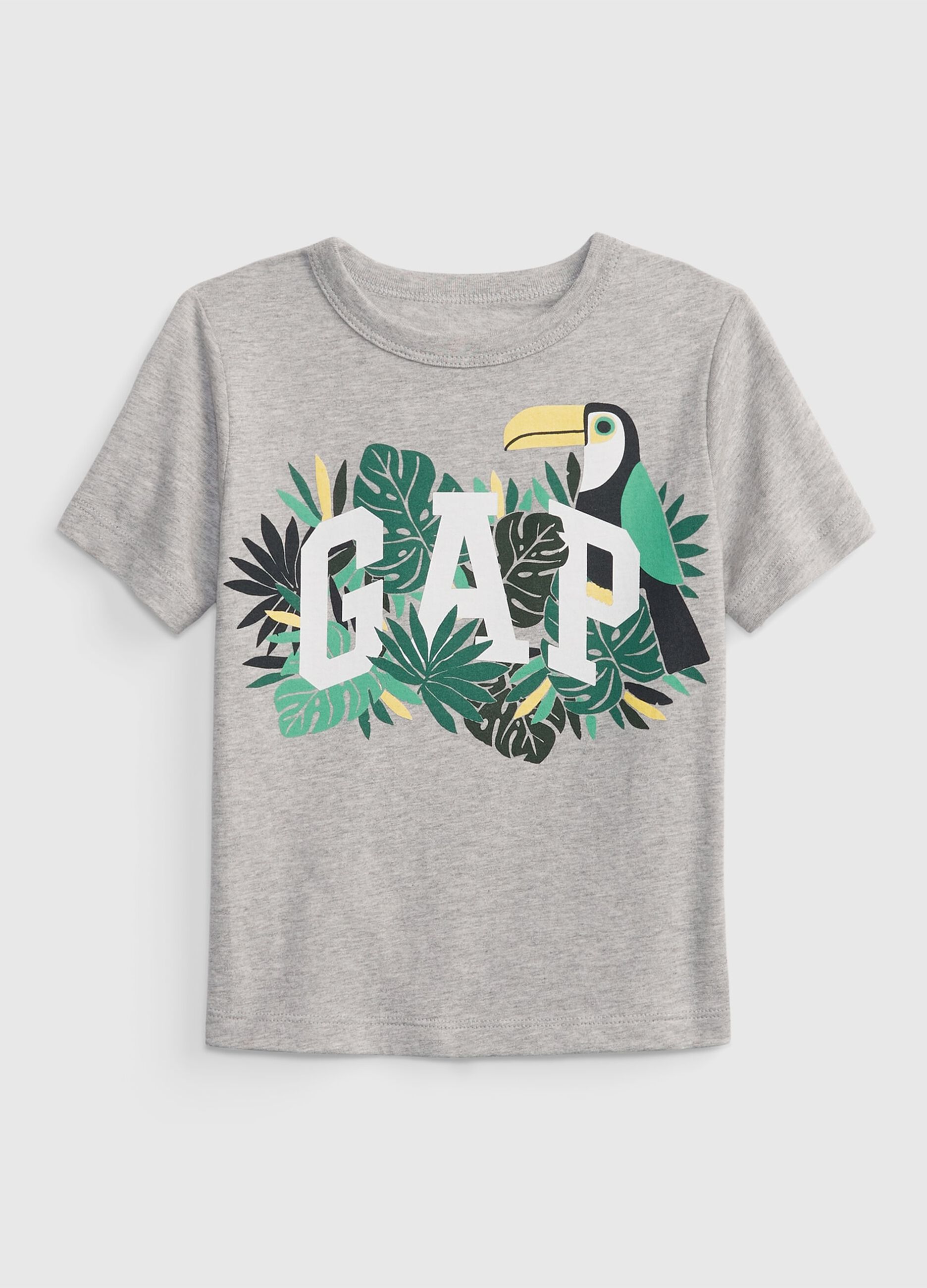 T-shirt in cotone con stampa tucano e logo
