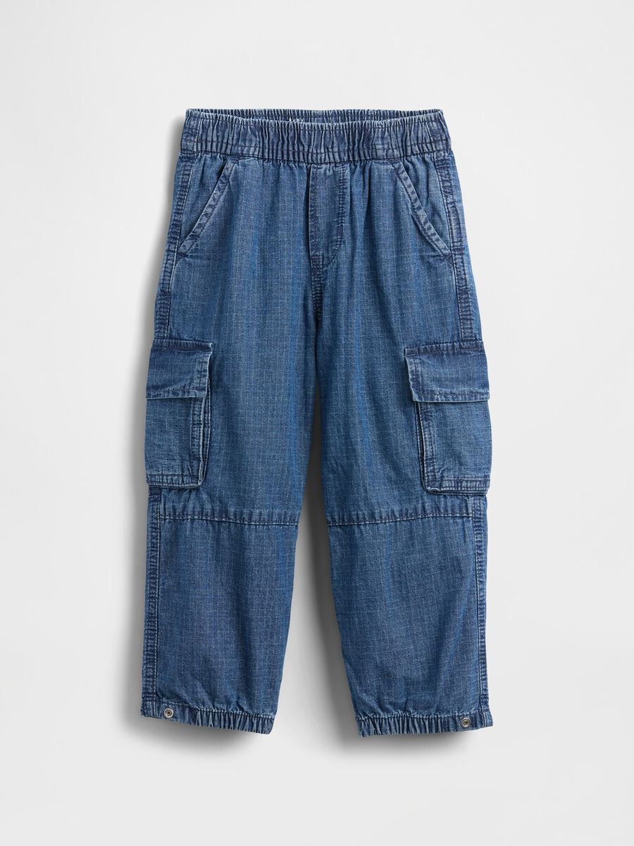 Blue cotton cargo trousers for boys Baby Boy_1