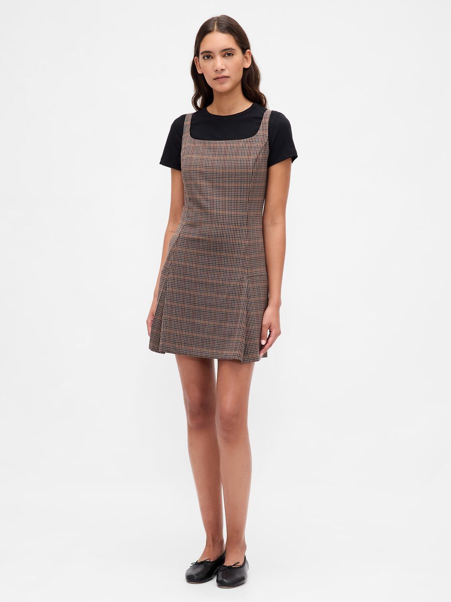 Brown plaid dress with check detailing Woman_0