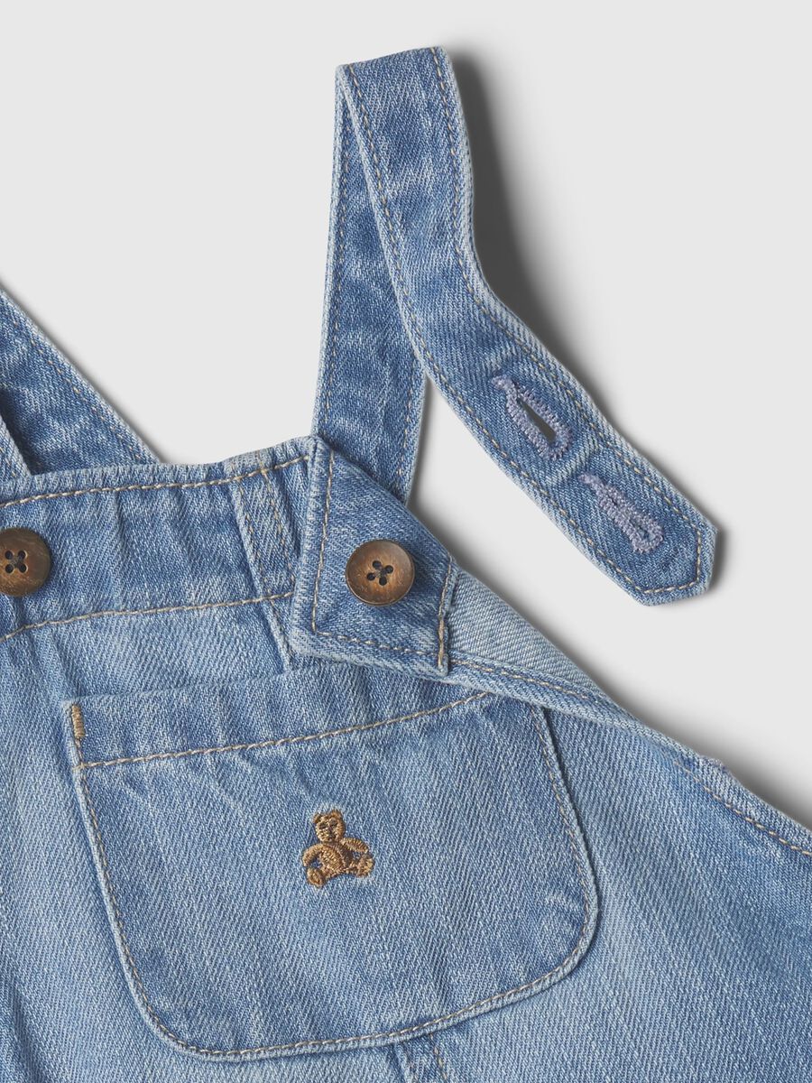 Organic cotton dungarees with teddy bear embroidery Newborn Boy_2