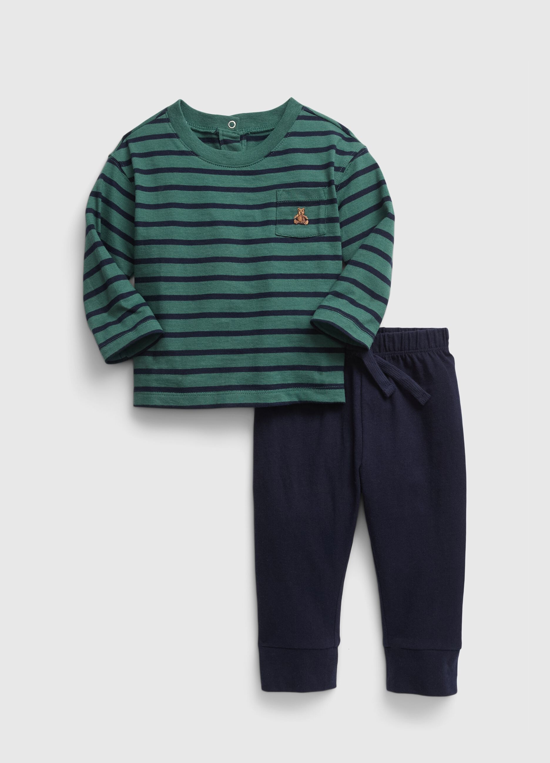 Jogging set in cotton with striped T-shirt