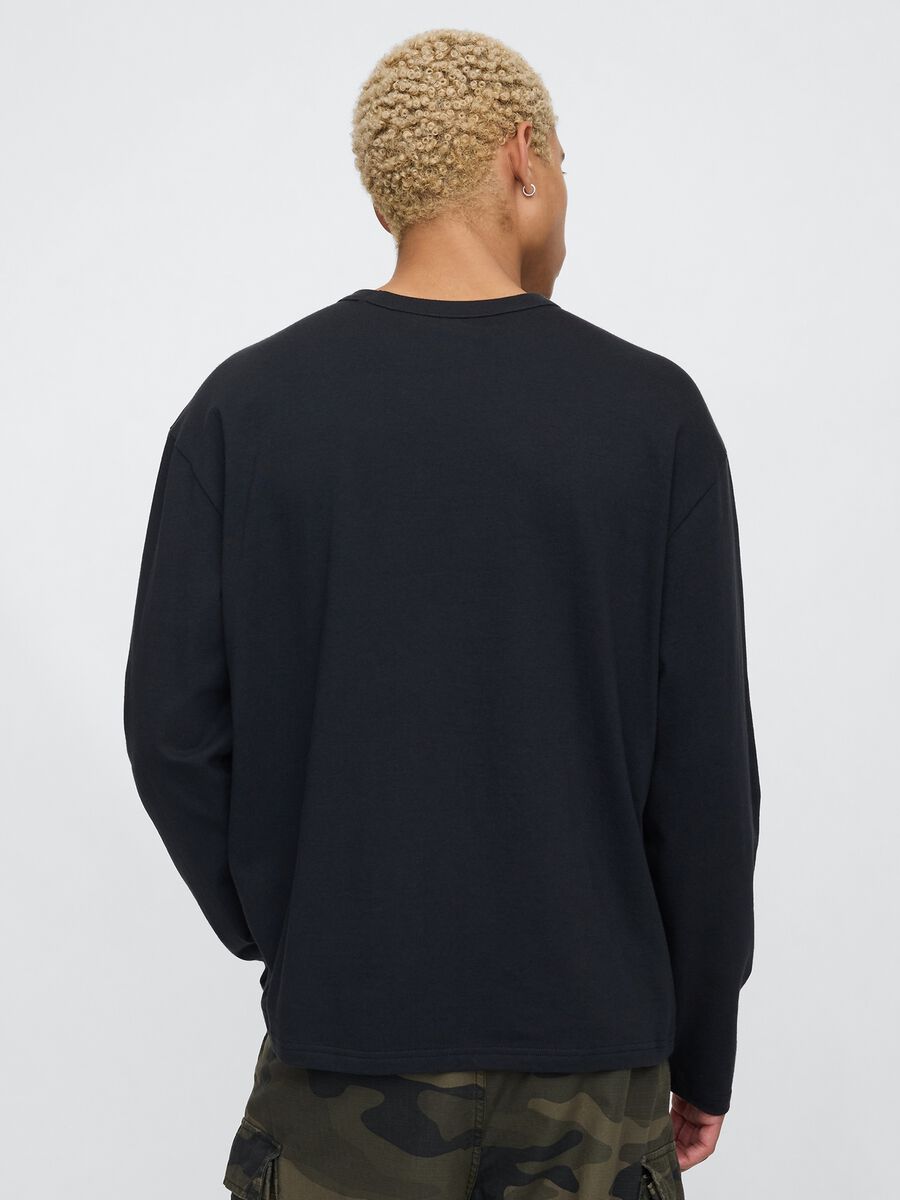 T-shirt a maniche lunghe nera in cotone GAP Uomo_2