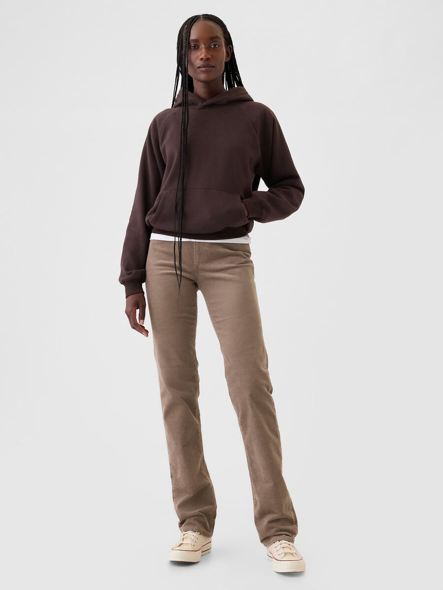 Pantalone straight a vita alta in corduroy Donna_0