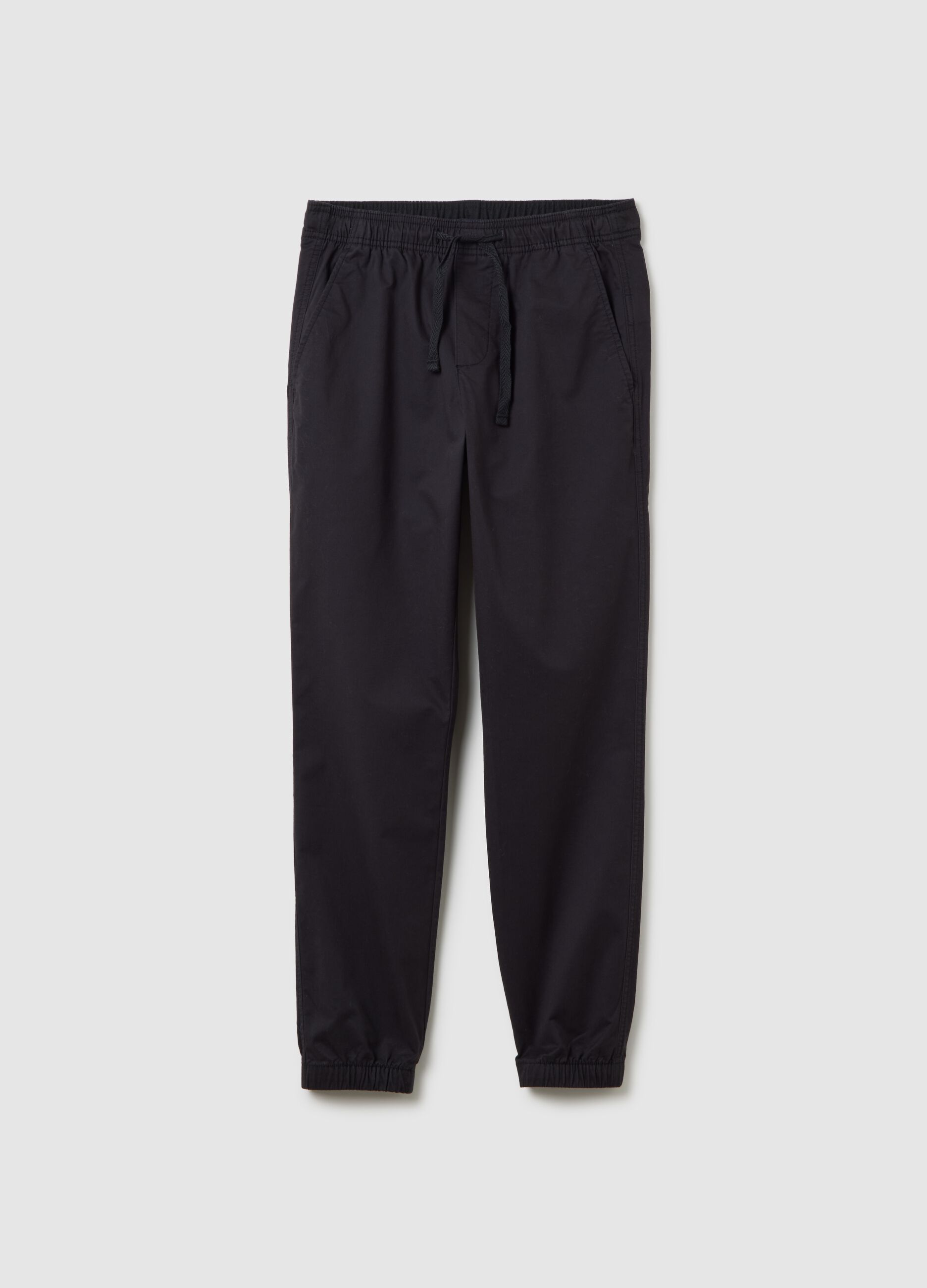 Joggers in cotone stretch con coulisse_1