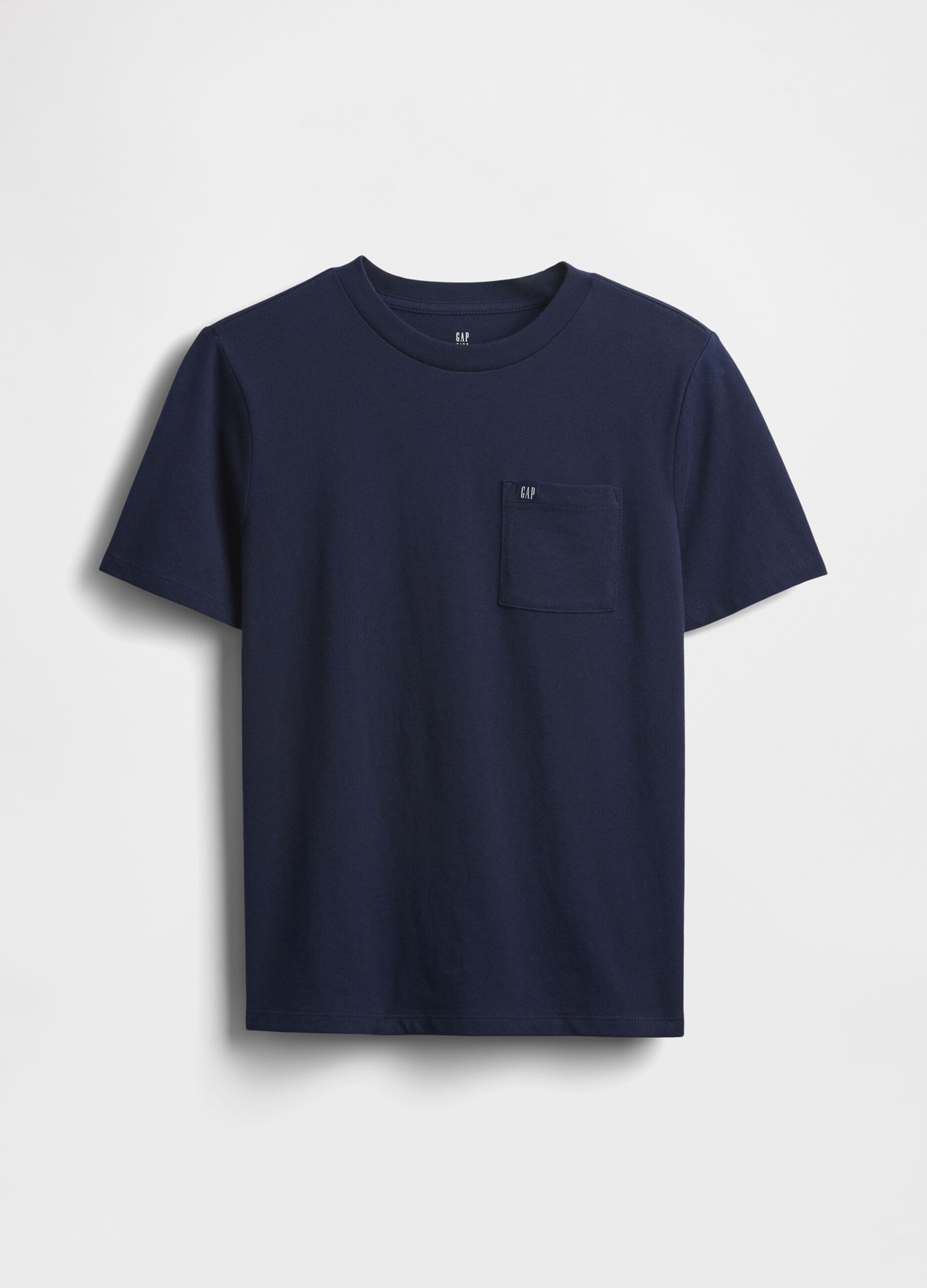 T-shirt blu in cotone con tasca
