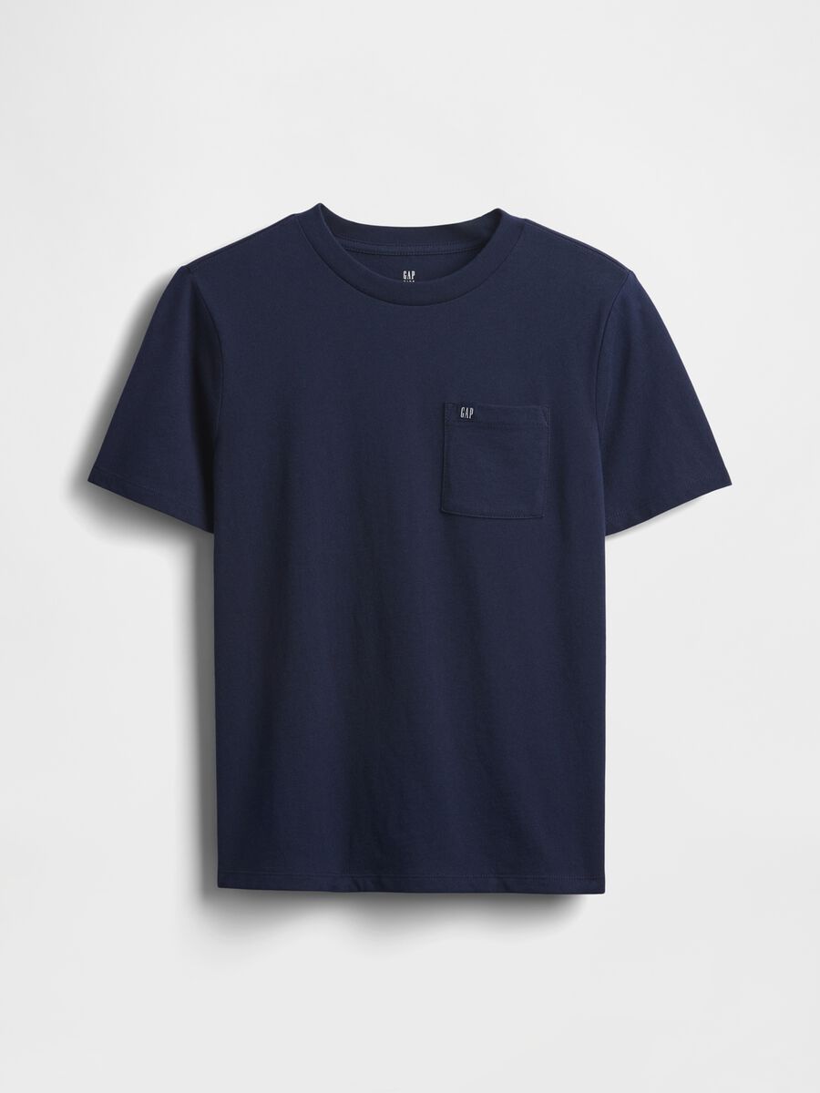 T-shirt blu in cotone con tasca Bambino_0
