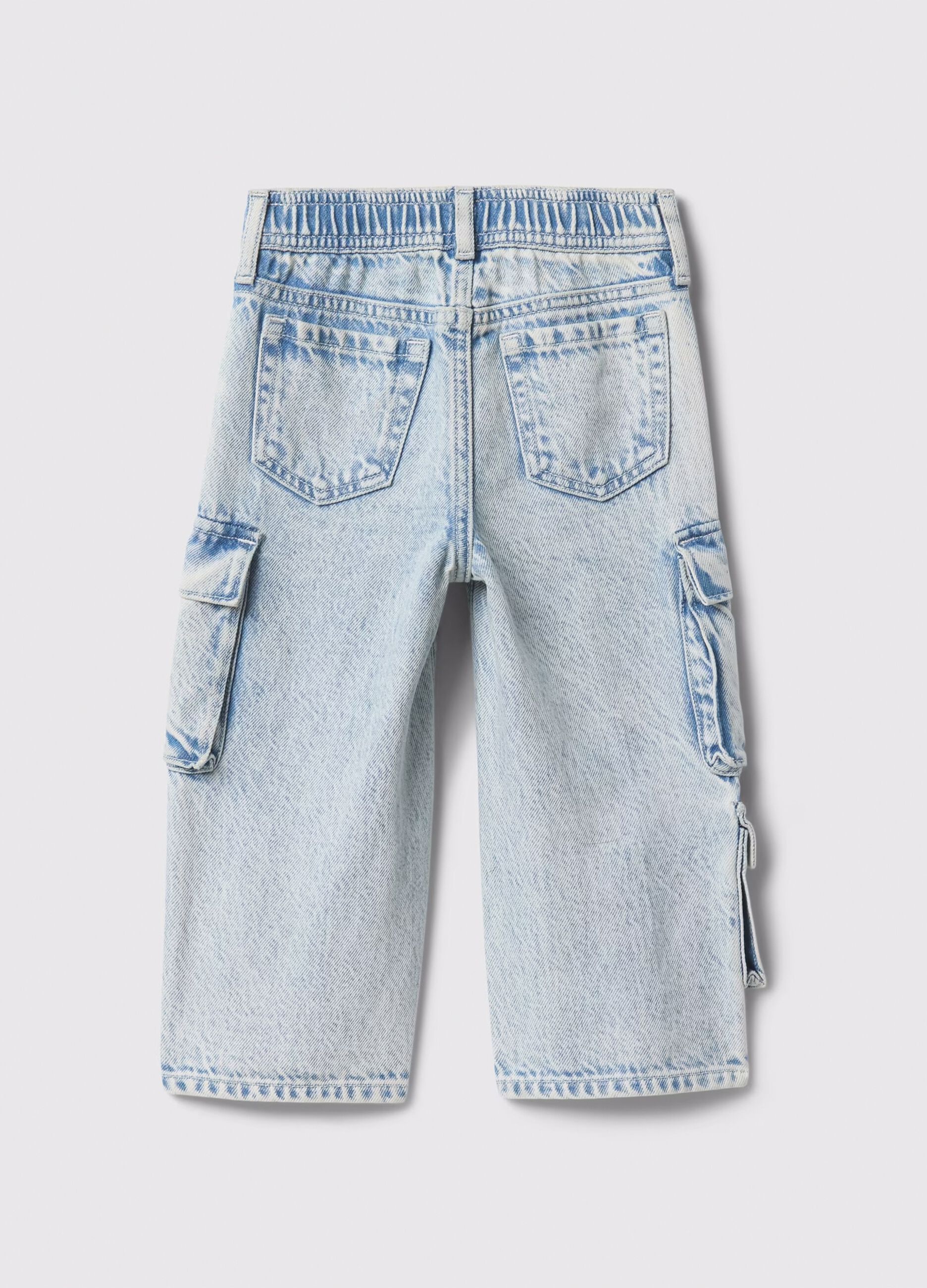 Joggers denim cargo con coulisse_1