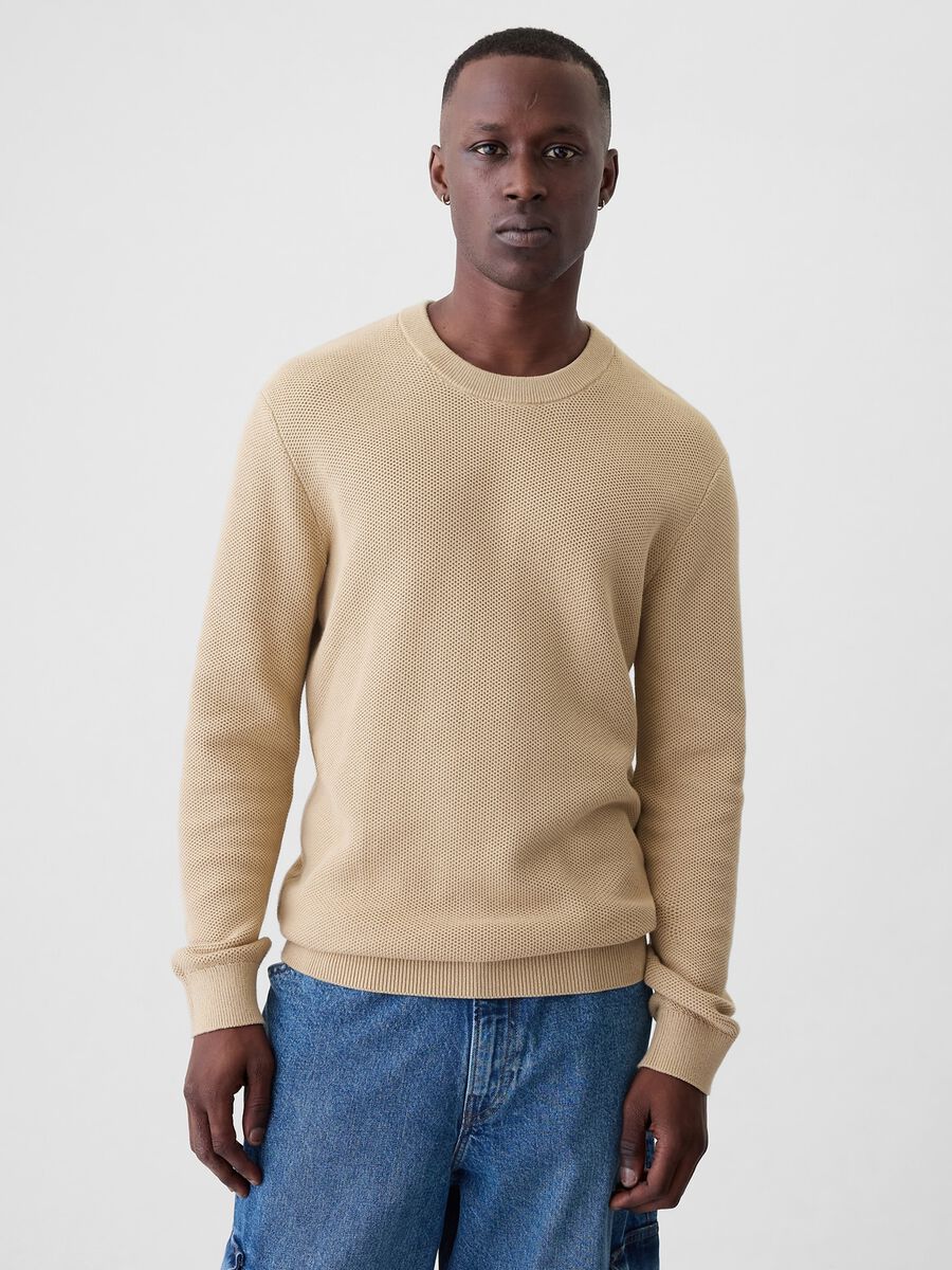Pullover con micro trama a nido d'ape Uomo_0