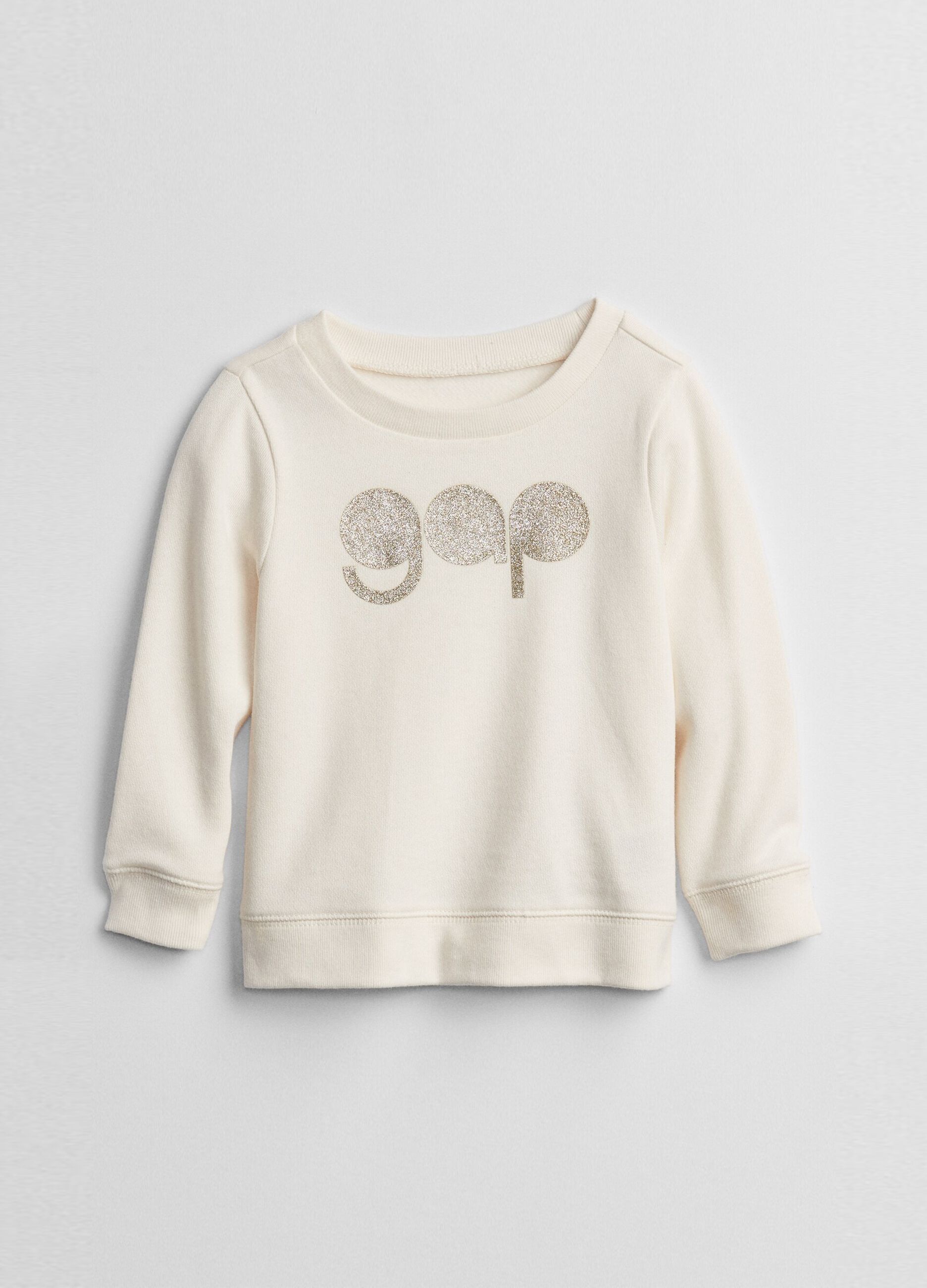 Round neck sweatshirt with glitter logo print_0